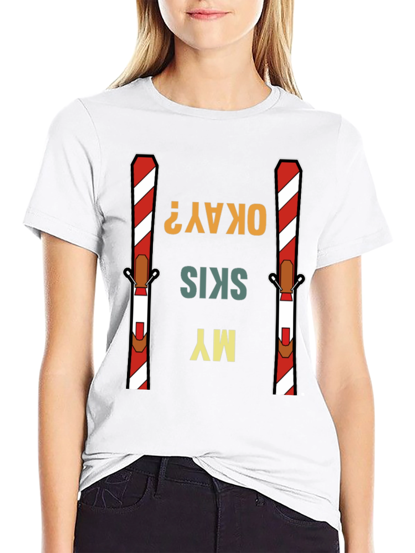 Black My Skis Okay? Graphic Tee view 9