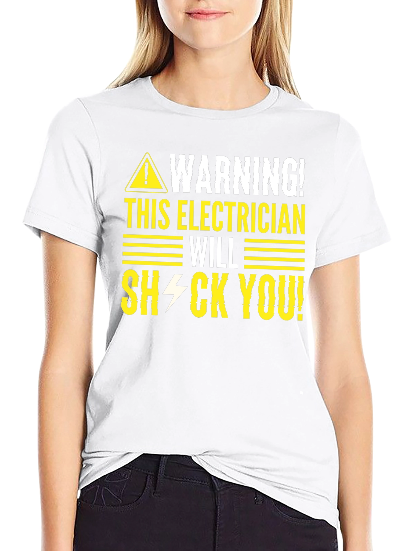 Black Warning Electrician Shock T-Shirt view 9