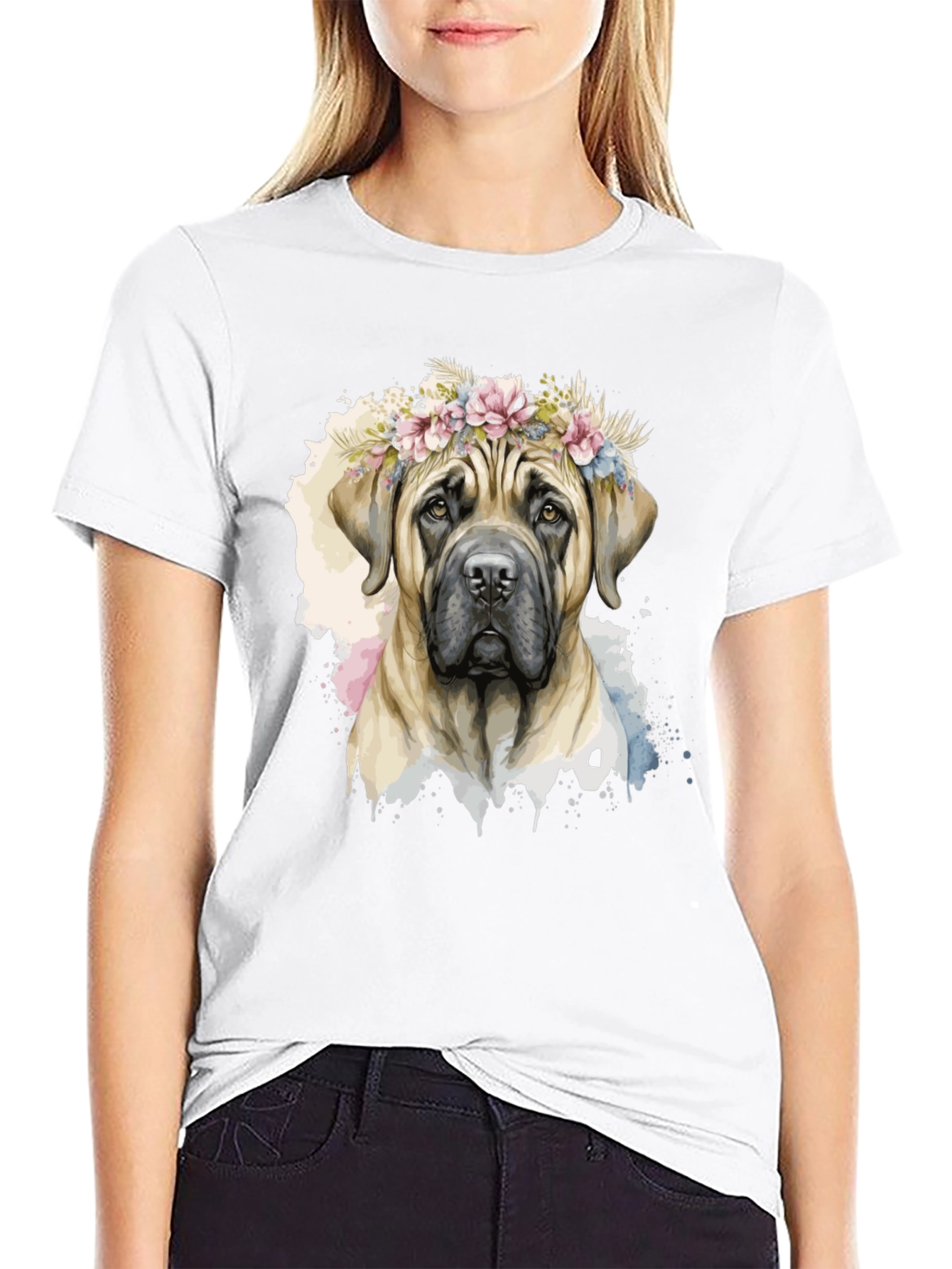 Black Dog with Flower Crown T-Shirt view 9