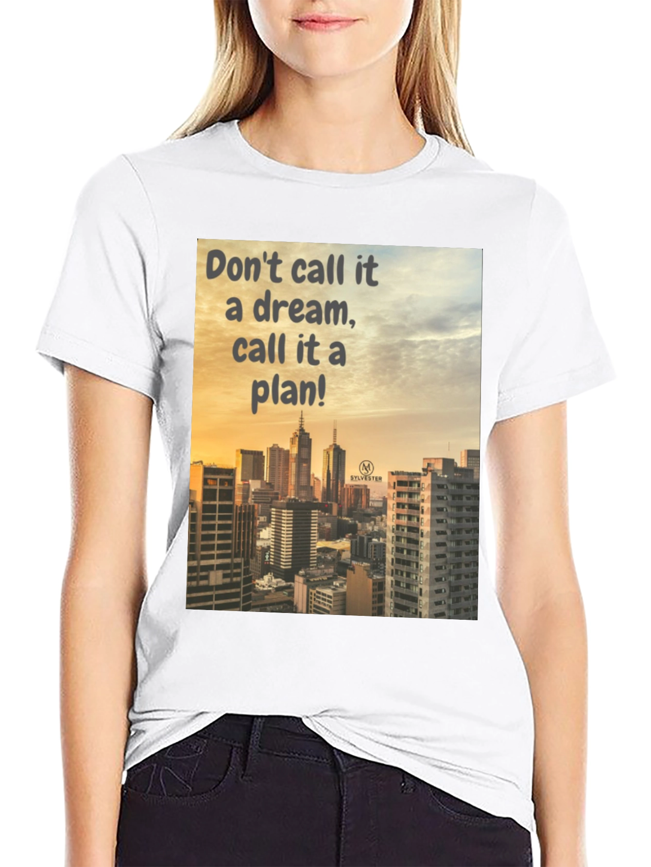 Black Dream to Plan Black T-Shirt: Cityscape Motivation view 9