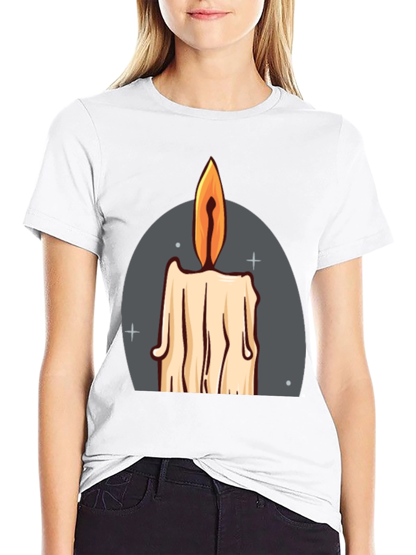 Black Candle Graphic Tee - Black Cotton Blend T-Shirt view 9