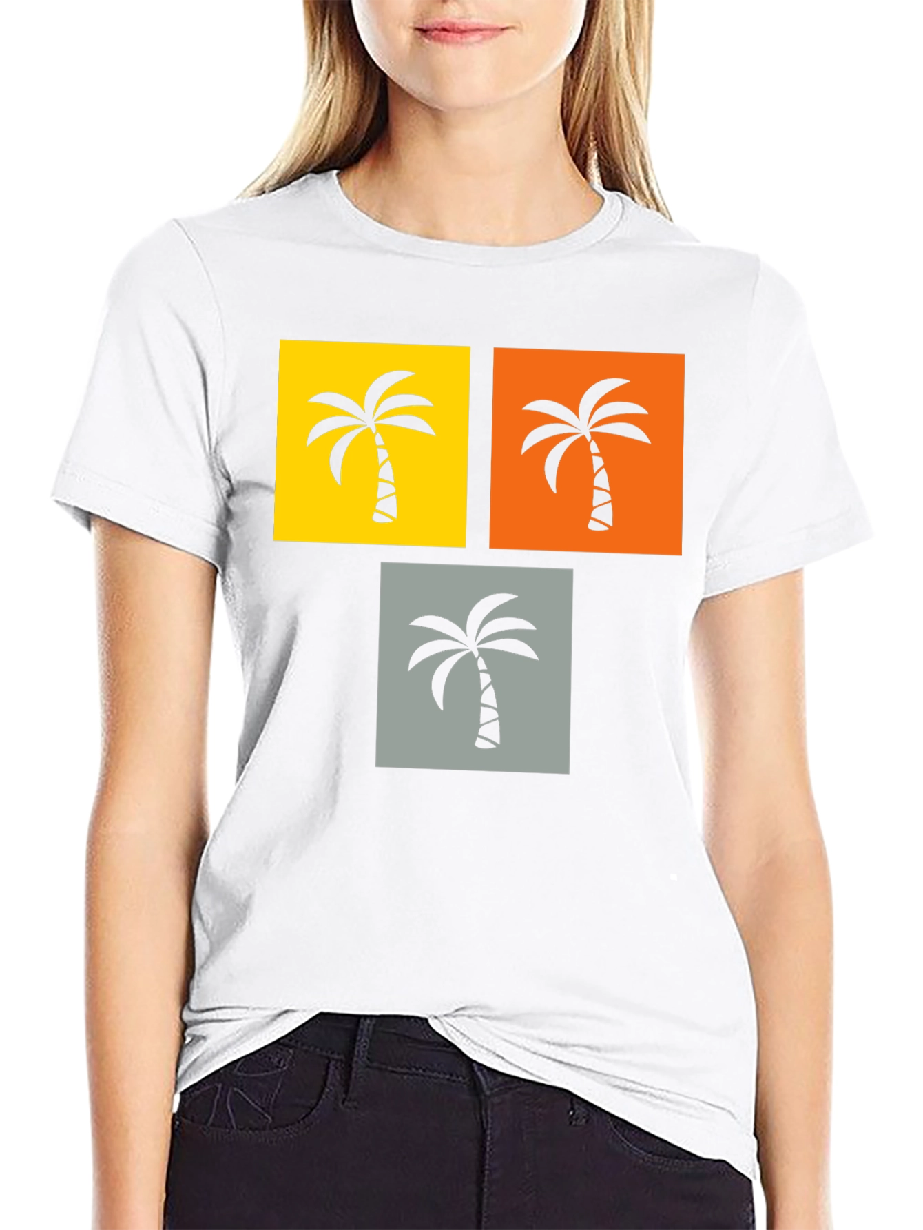 Black Tropical Palm Tree Graphic Tee - Black view 9