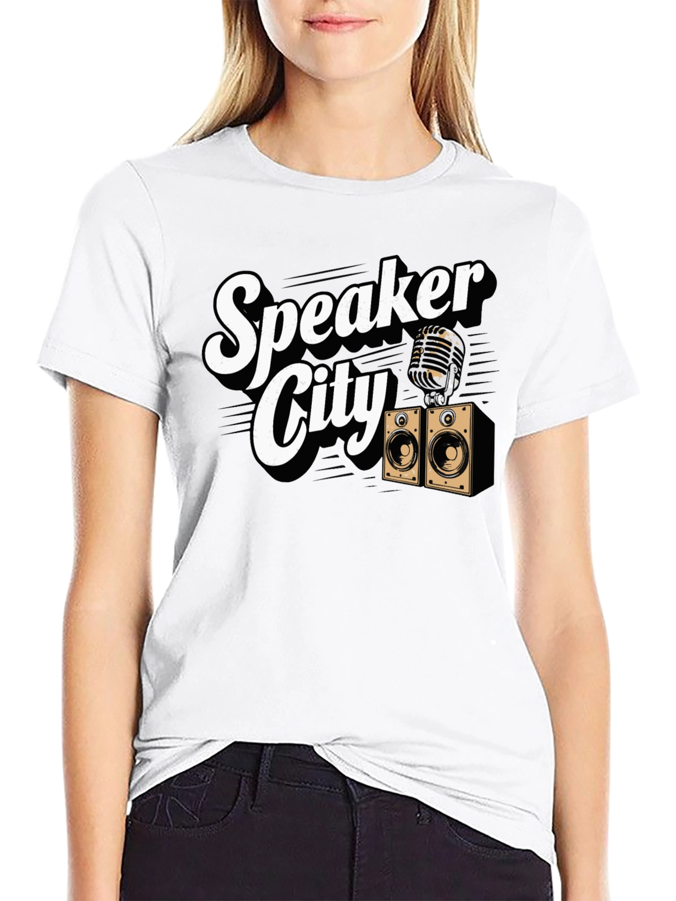 Black Speaker City Graphic T-Shirt - Retro Music Tee view 9