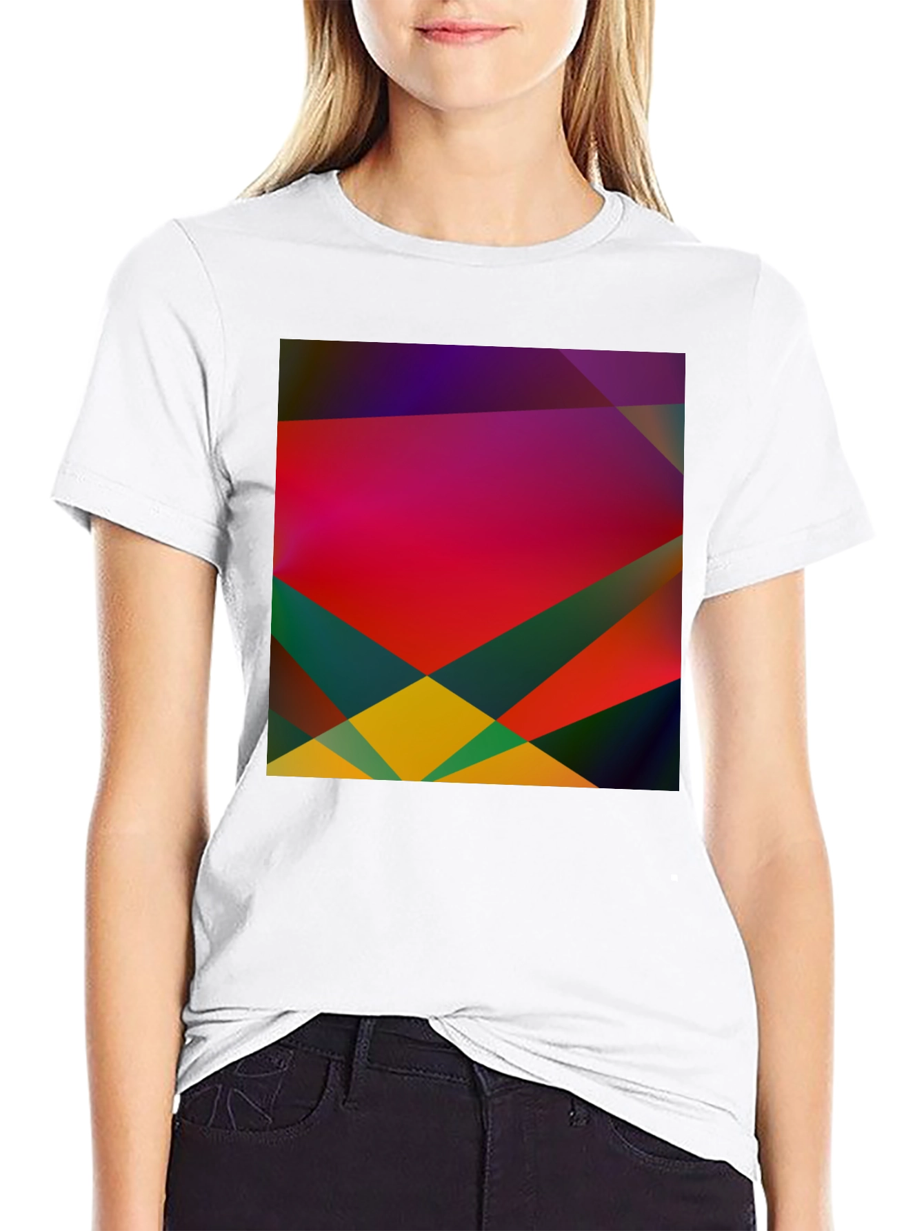 Black Geometric Abstract Art Black T-Shirt view 9