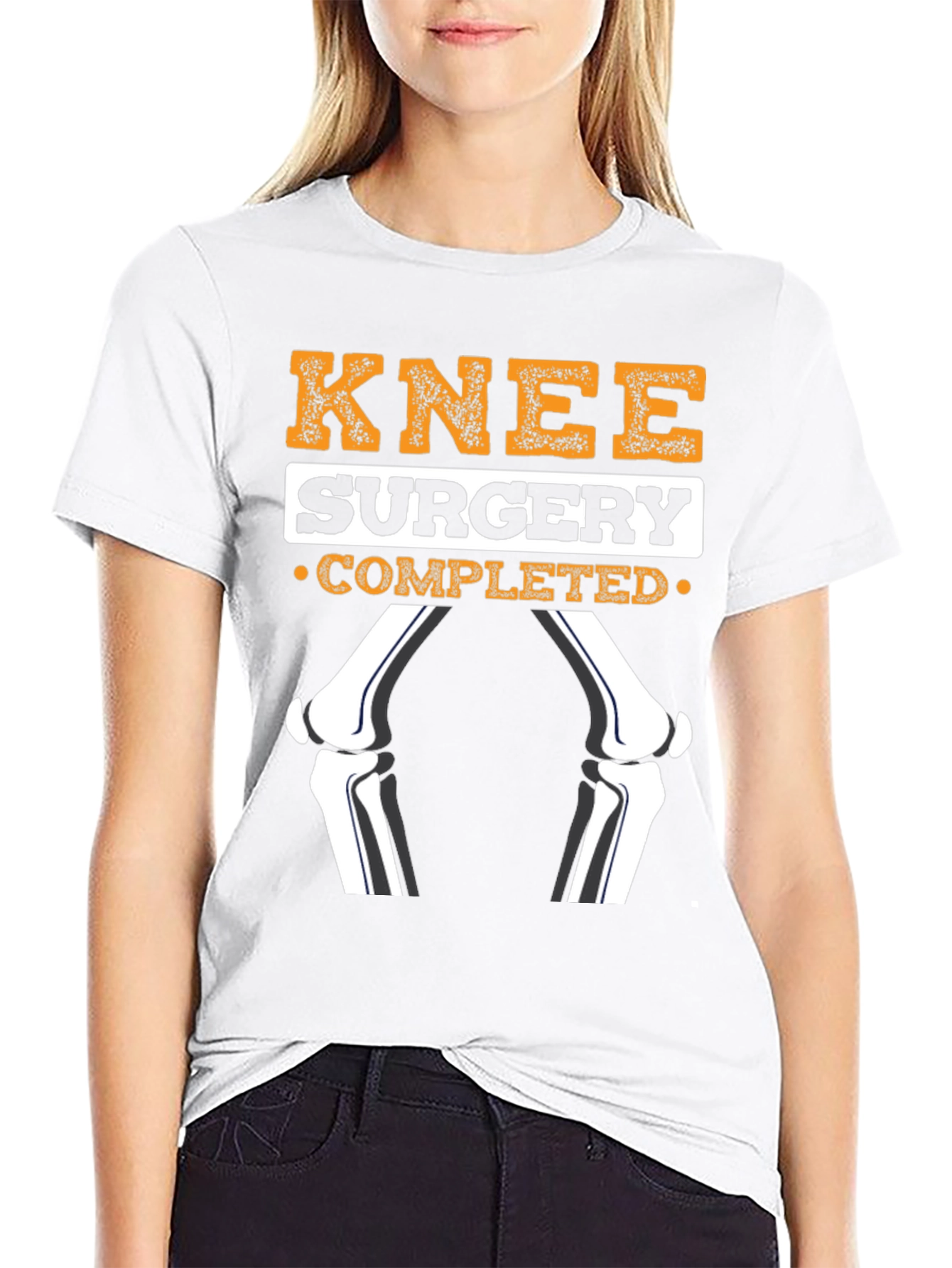 Black Knee Surgery Completed Funny T-Shirt view 9
