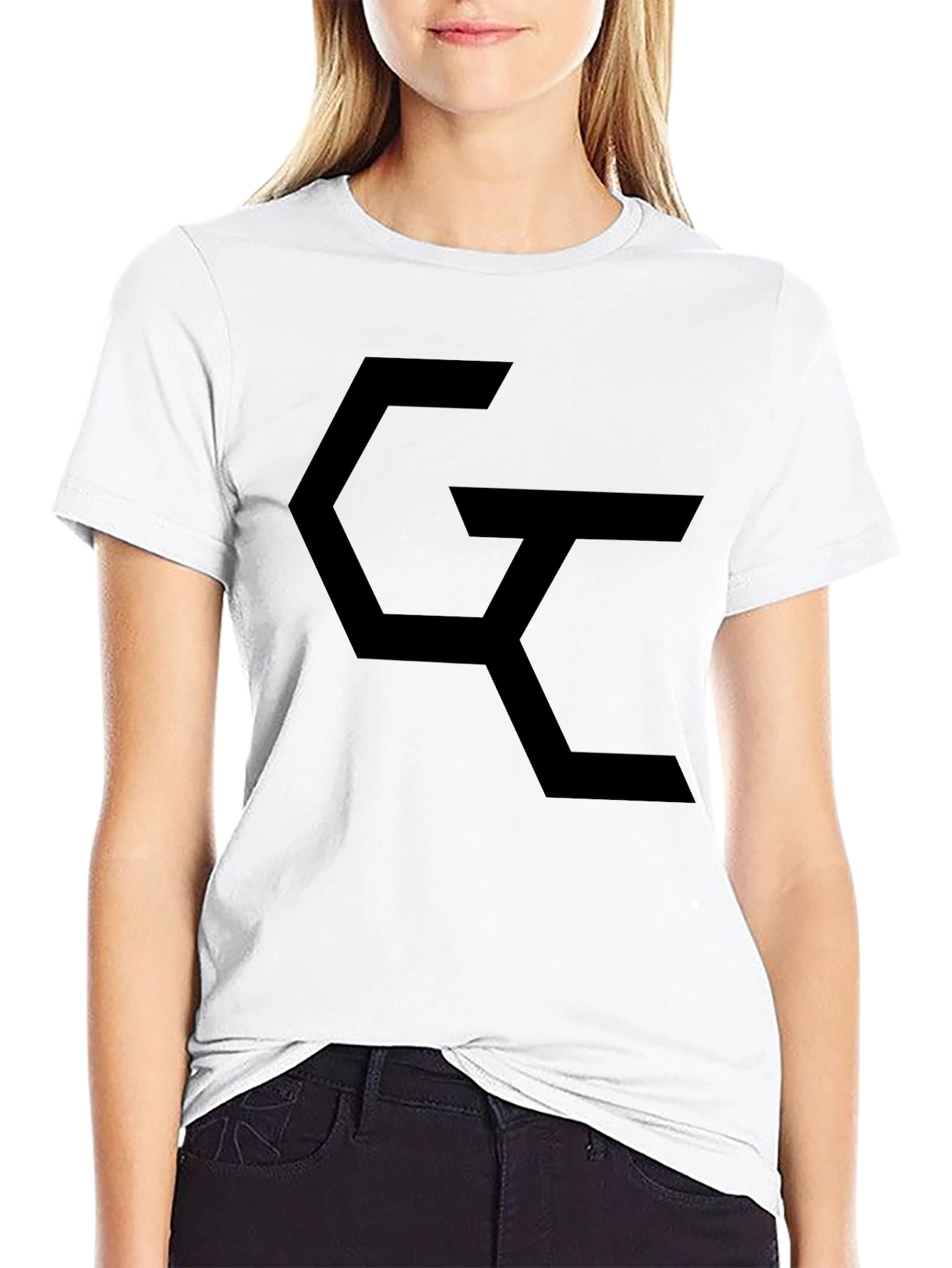 Black Modern Black Graphic Tee - Geometric Design view 9