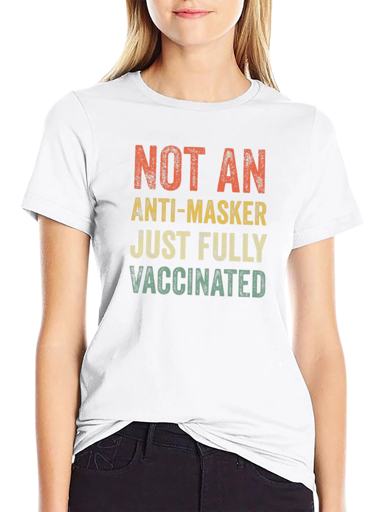 Black Not An Anti-Masker Fully Vaccinated Graphic Tee view 9