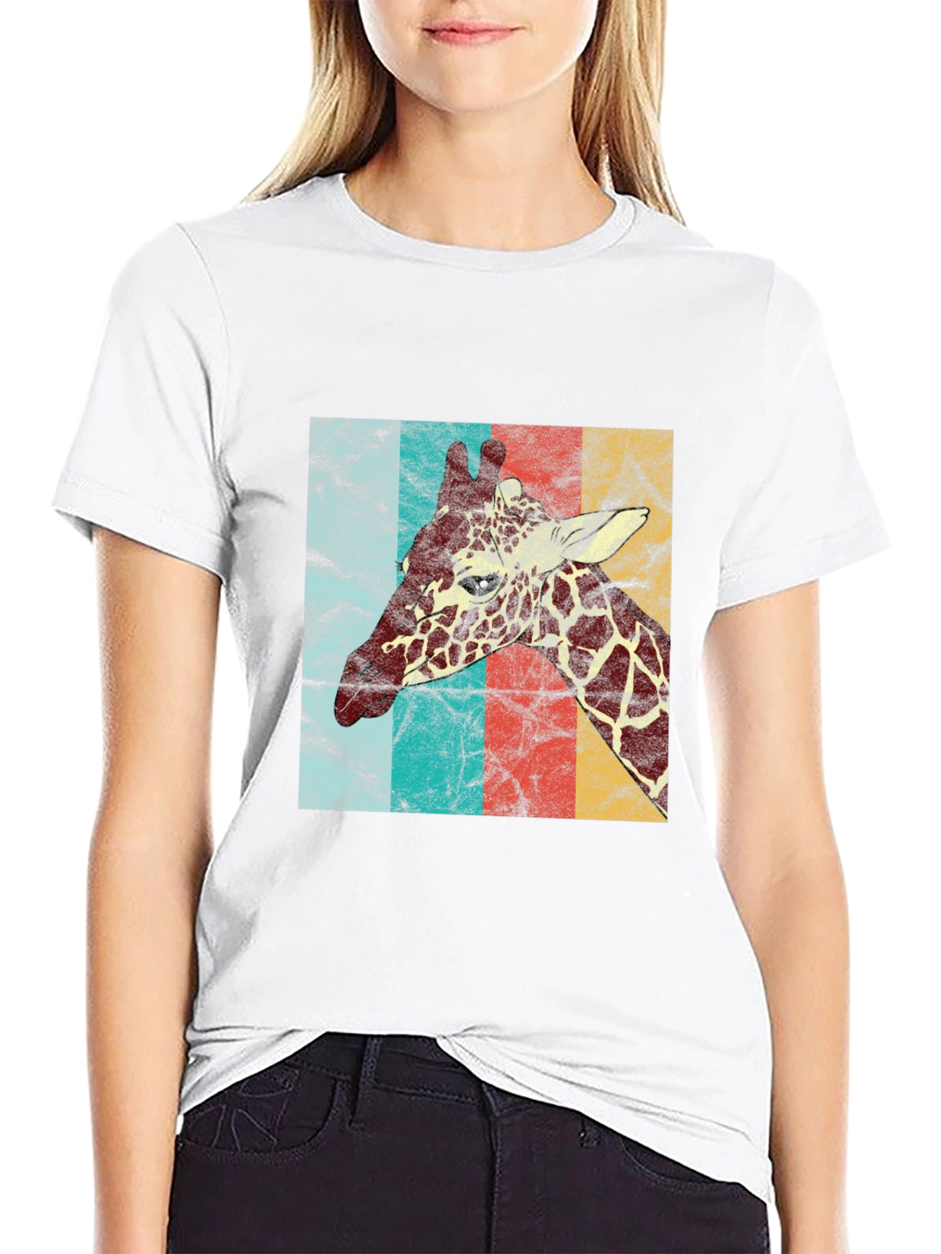 Black Retro Giraffe T-Shirt - Vintage Animal Graphic Tee view 9