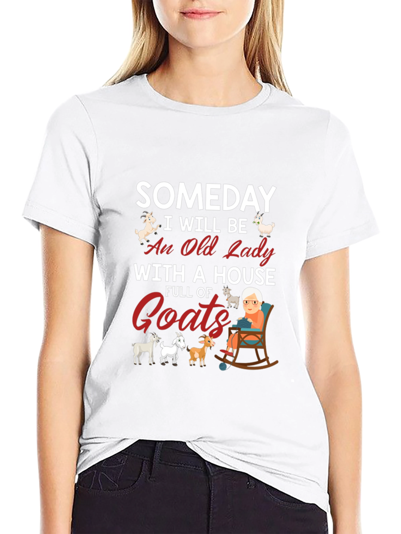 Black Someday Old Lady Goats T-Shirt view 9
