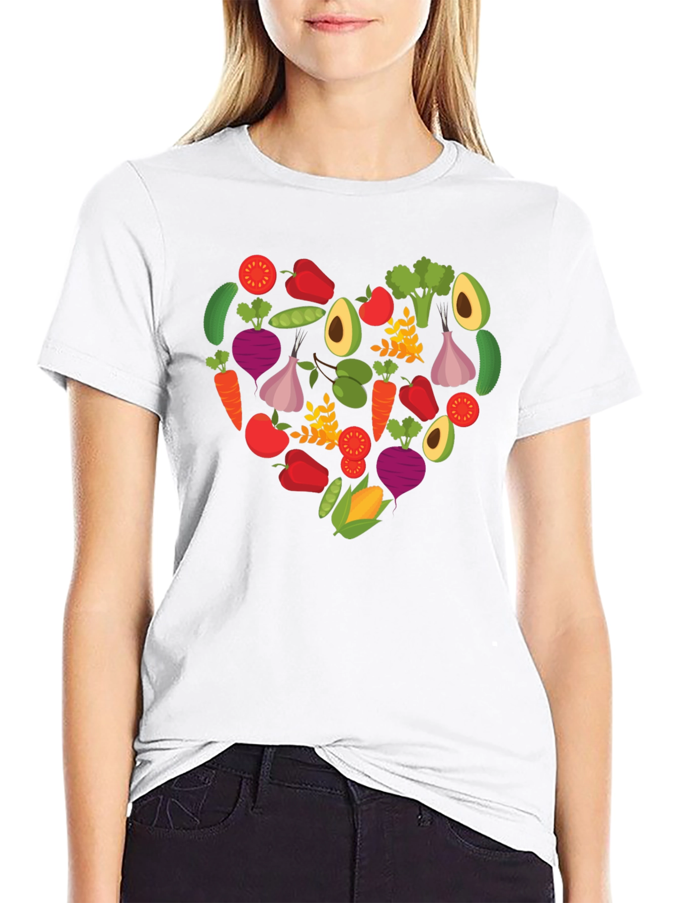 Vegan Heart T-Shirt - Love Veggies! - 9