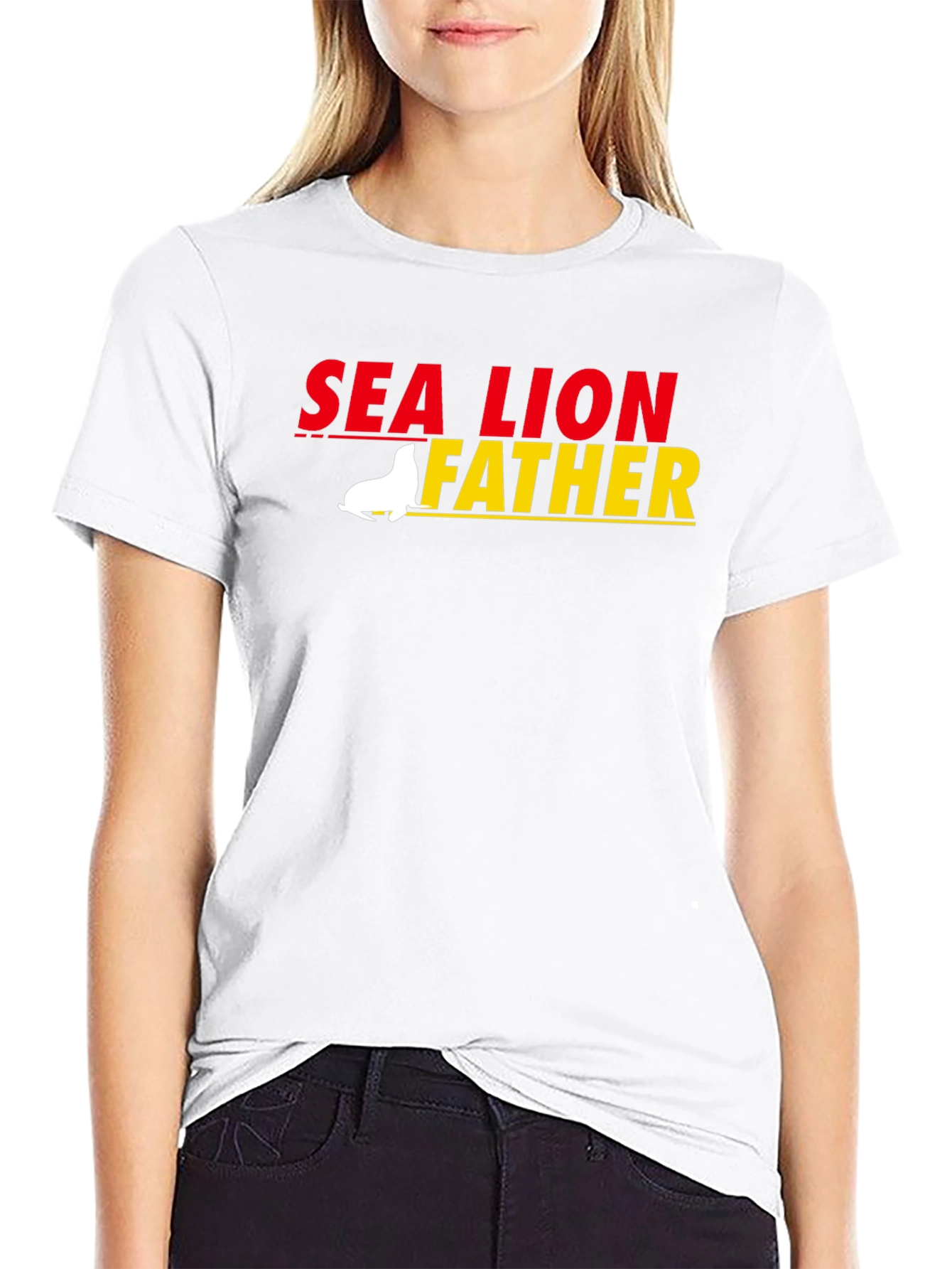 Black Sea Lion Father Graphic T-Shirt view 9