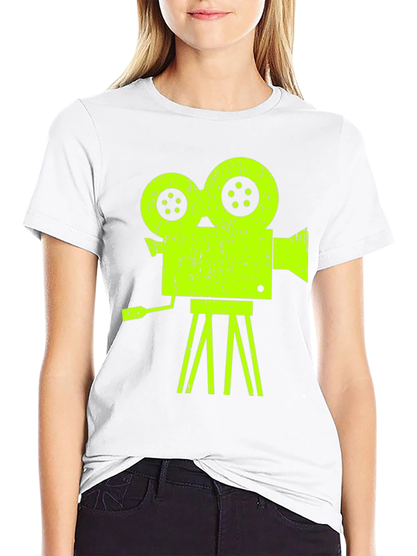 Black Retro Film Projector Graphic Tee - Classic Movie Lover Shirt view 9