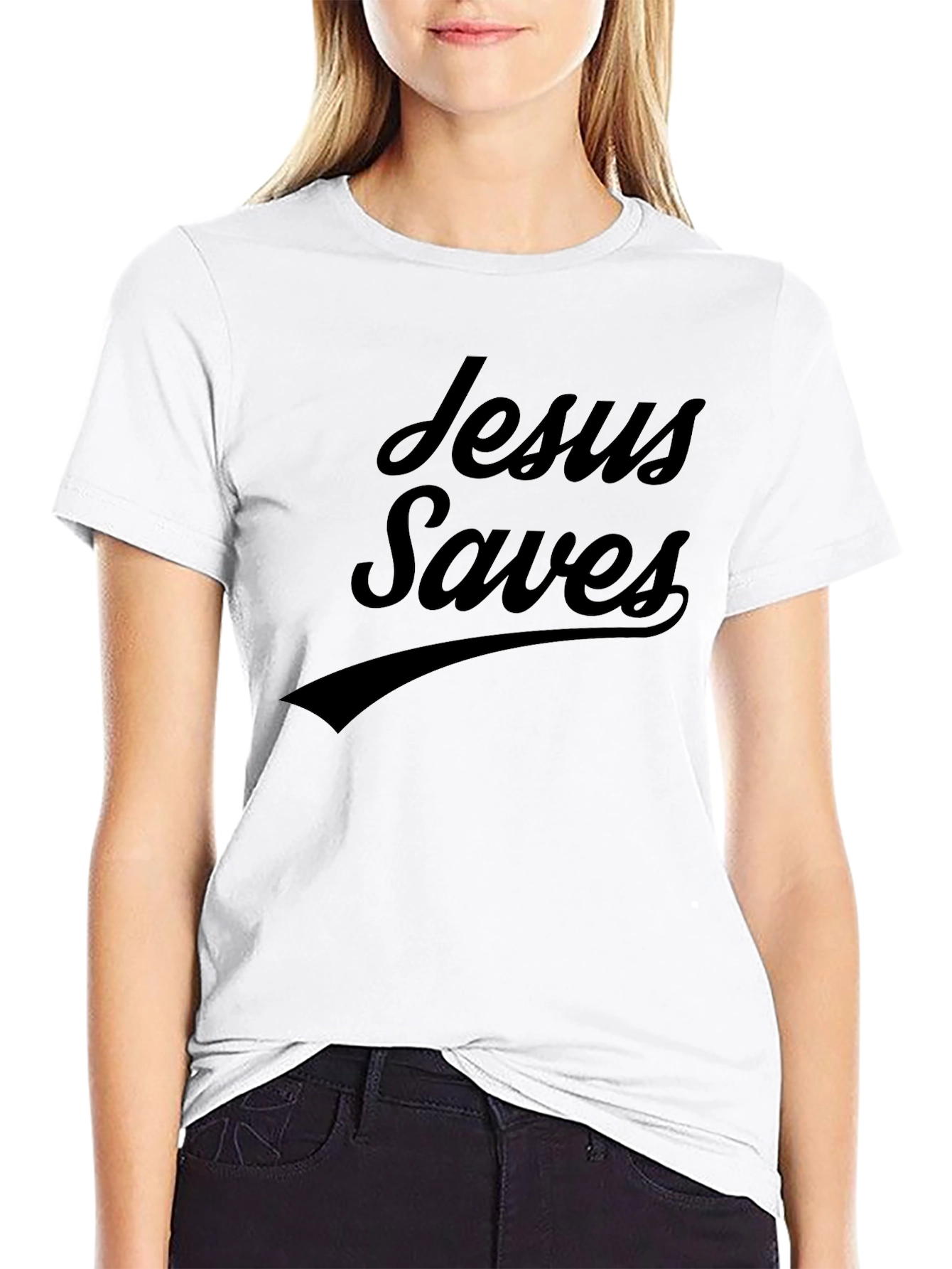 Black Jesus Saves Black Graphic T-Shirt view 9