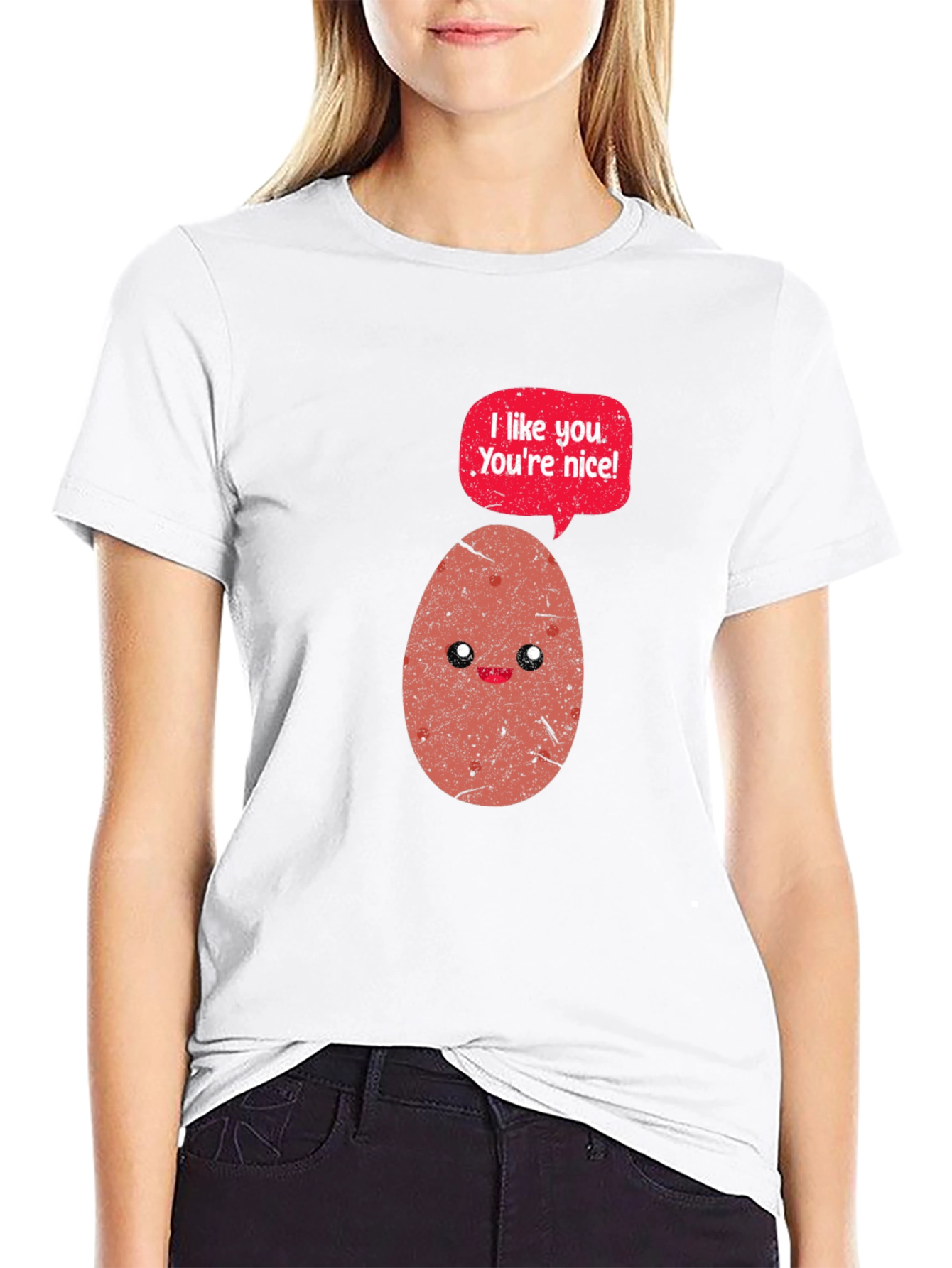 Black Funny Potato T-Shirt - I Like You, You're Nice! view 9