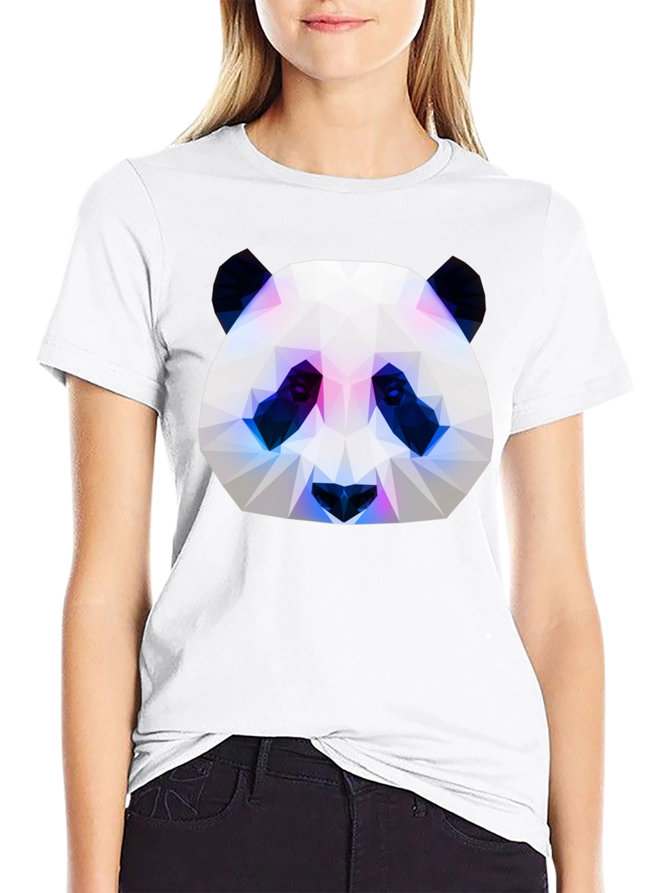 Black Geometric Panda Graphic Tee - Modern Style view 9