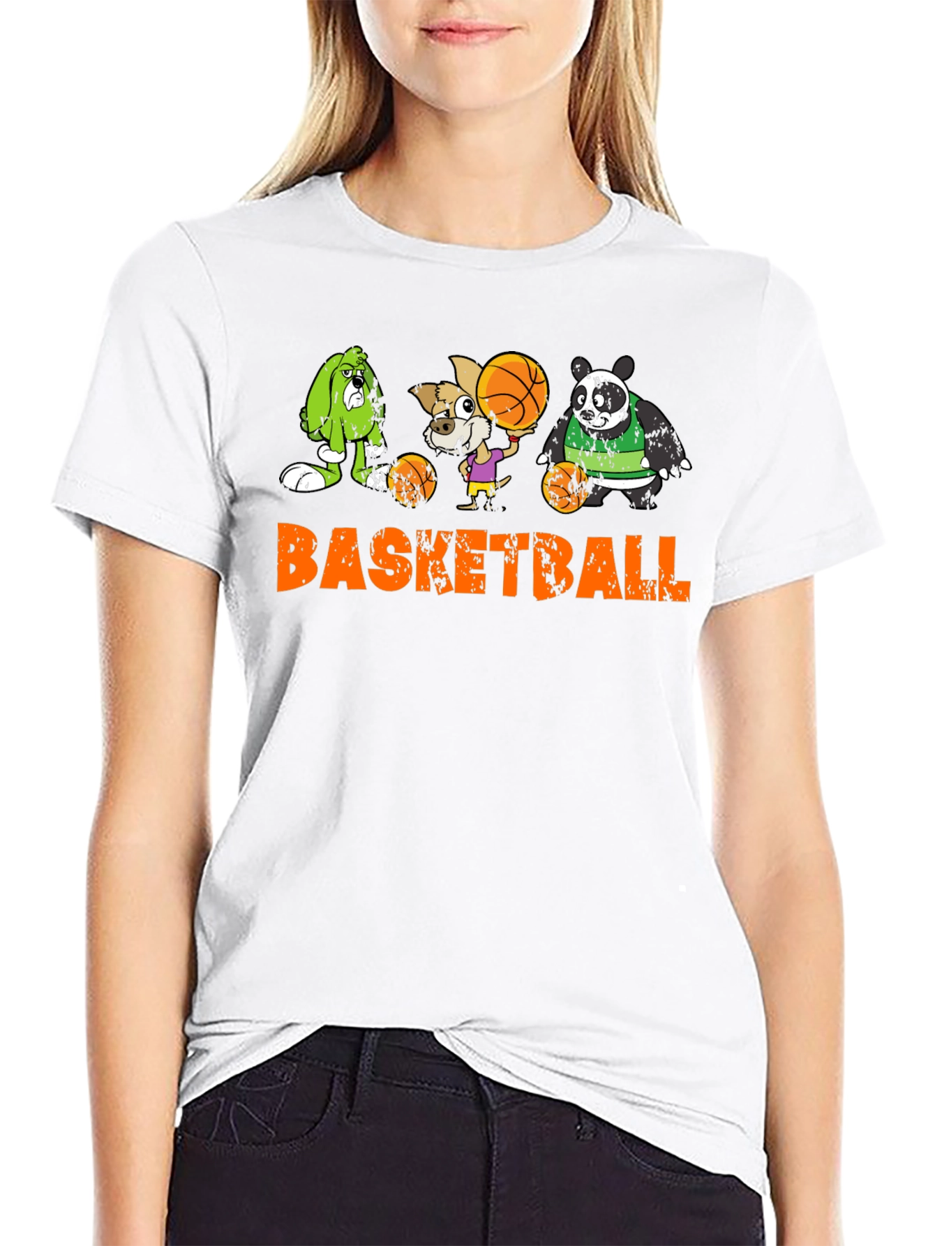 Black Basketball Animals Graphic T-Shirt view 9