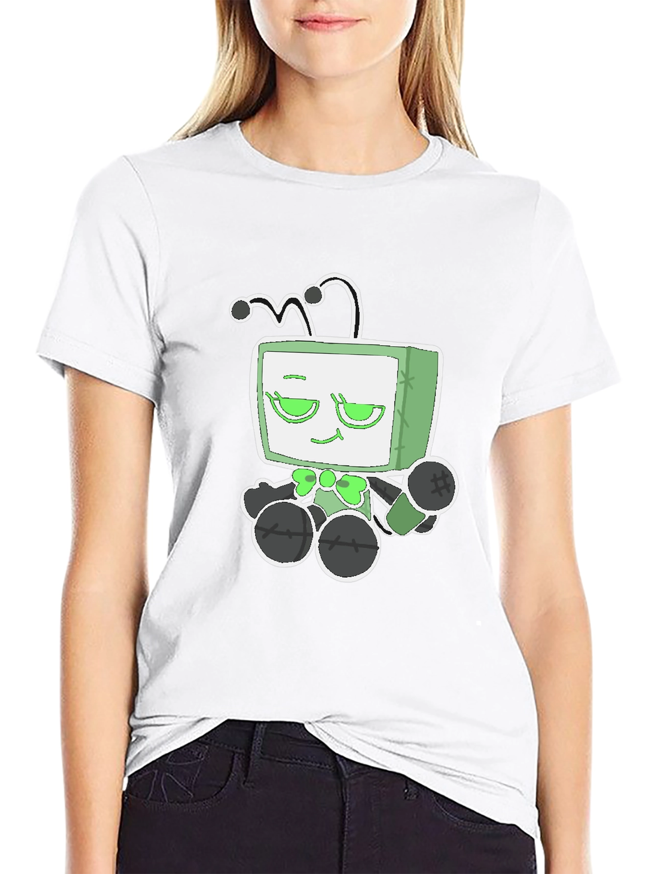 Black Funky Alien TV Head Graphic Tee - Black view 9