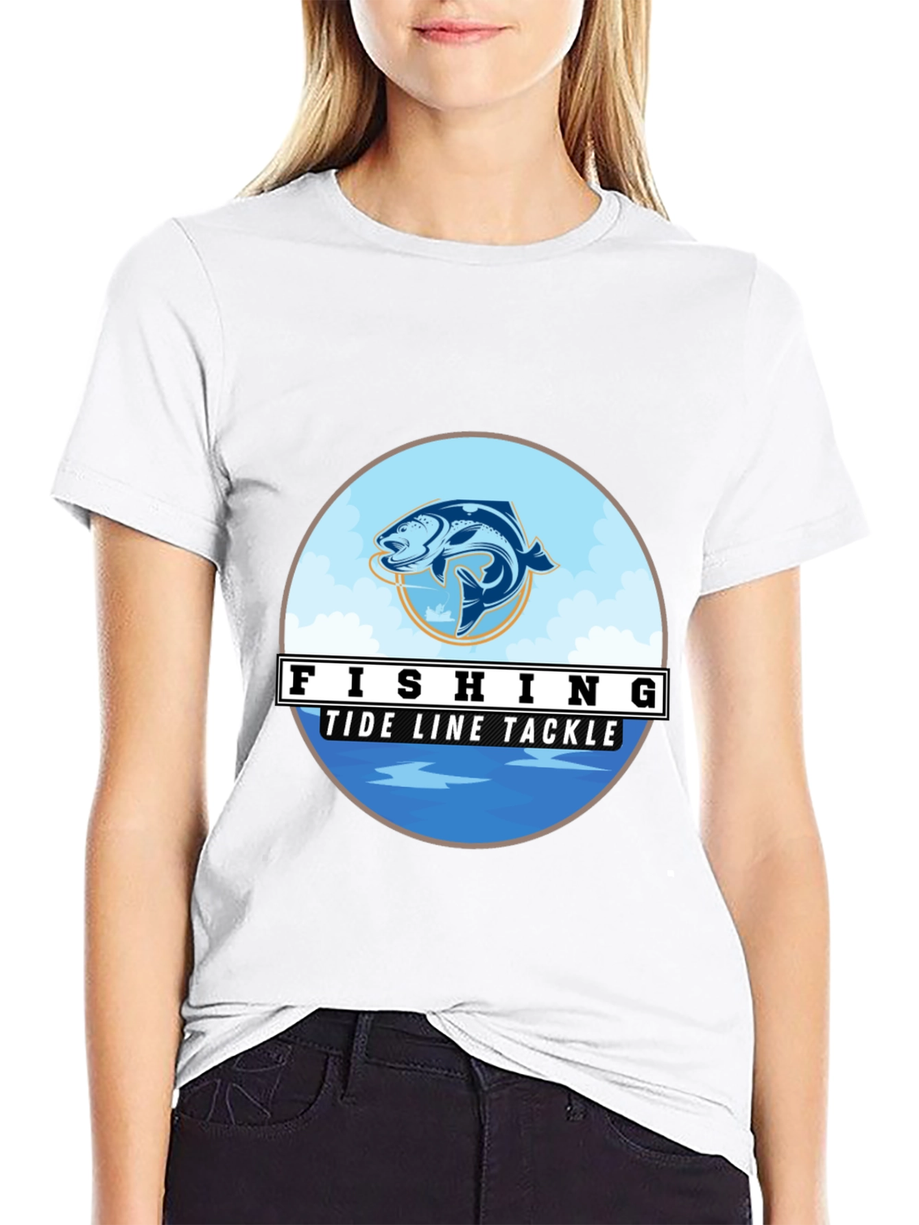 Black Fishing Tide Line Tackle Graphic T-Shirt view 9