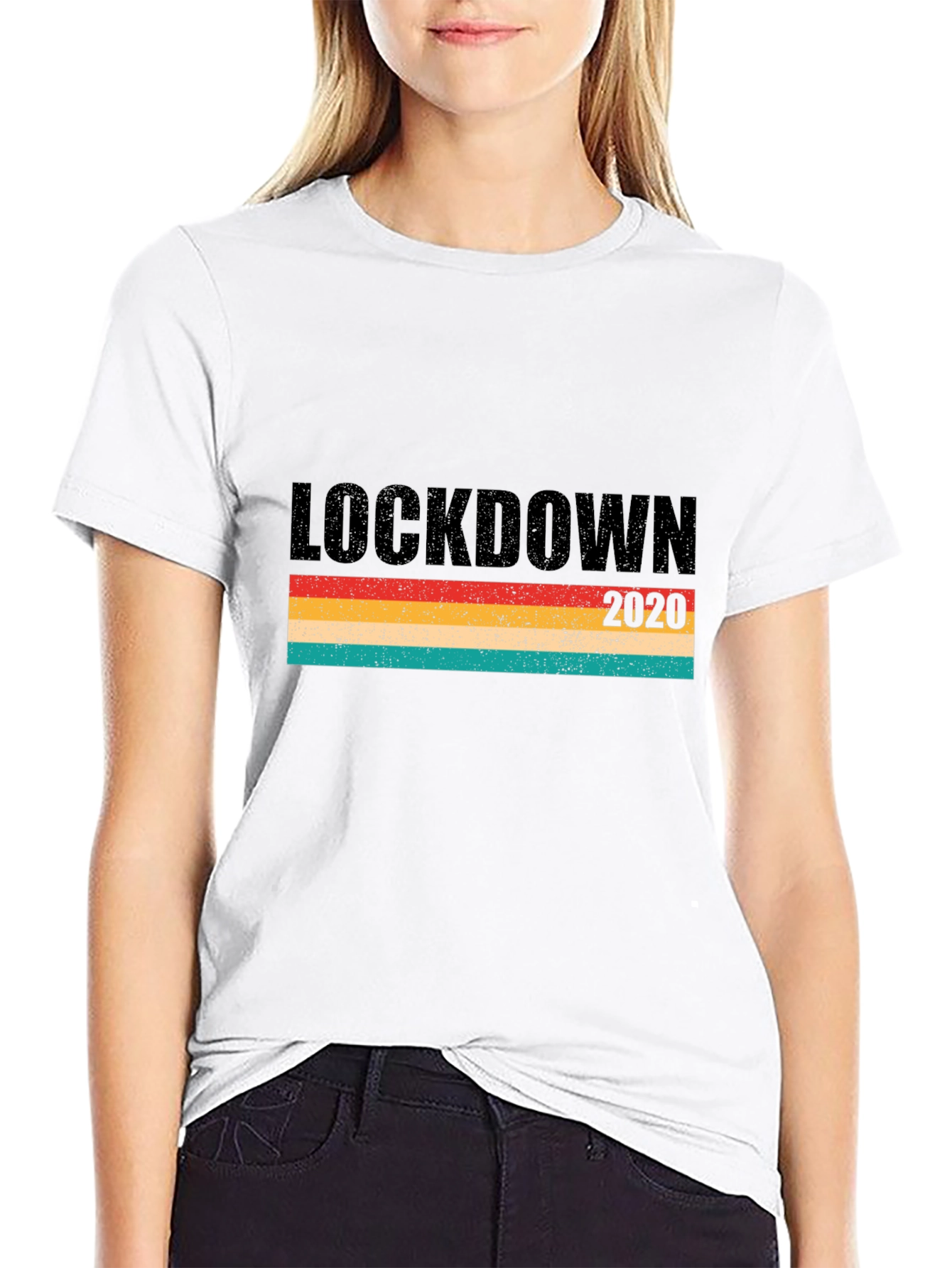 Black Lockdown 2020 Retro T-Shirt view 9