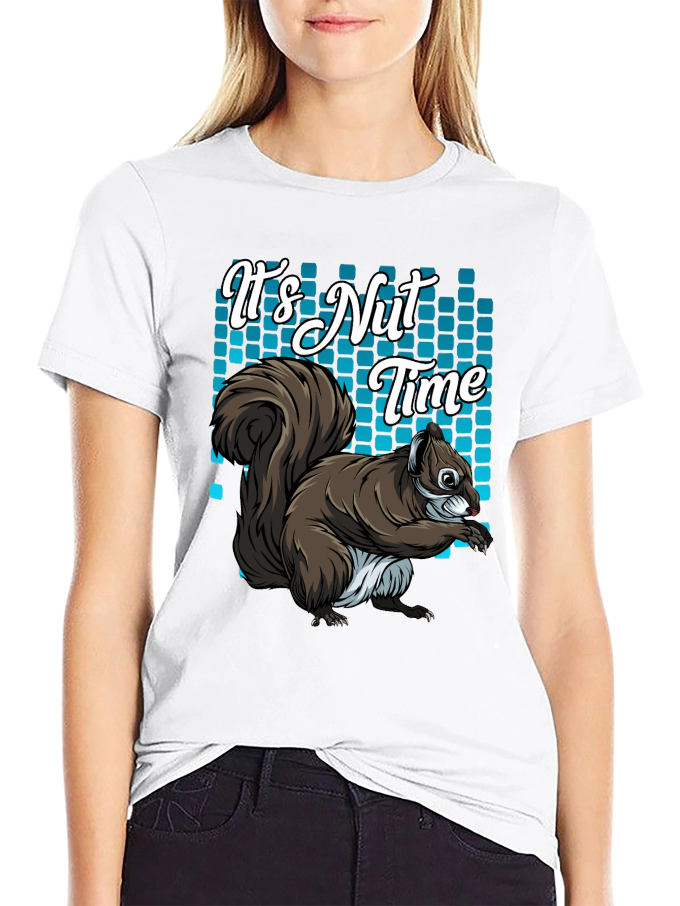 Black It's Nut Time Squirrel Graphic T-Shirt view 9