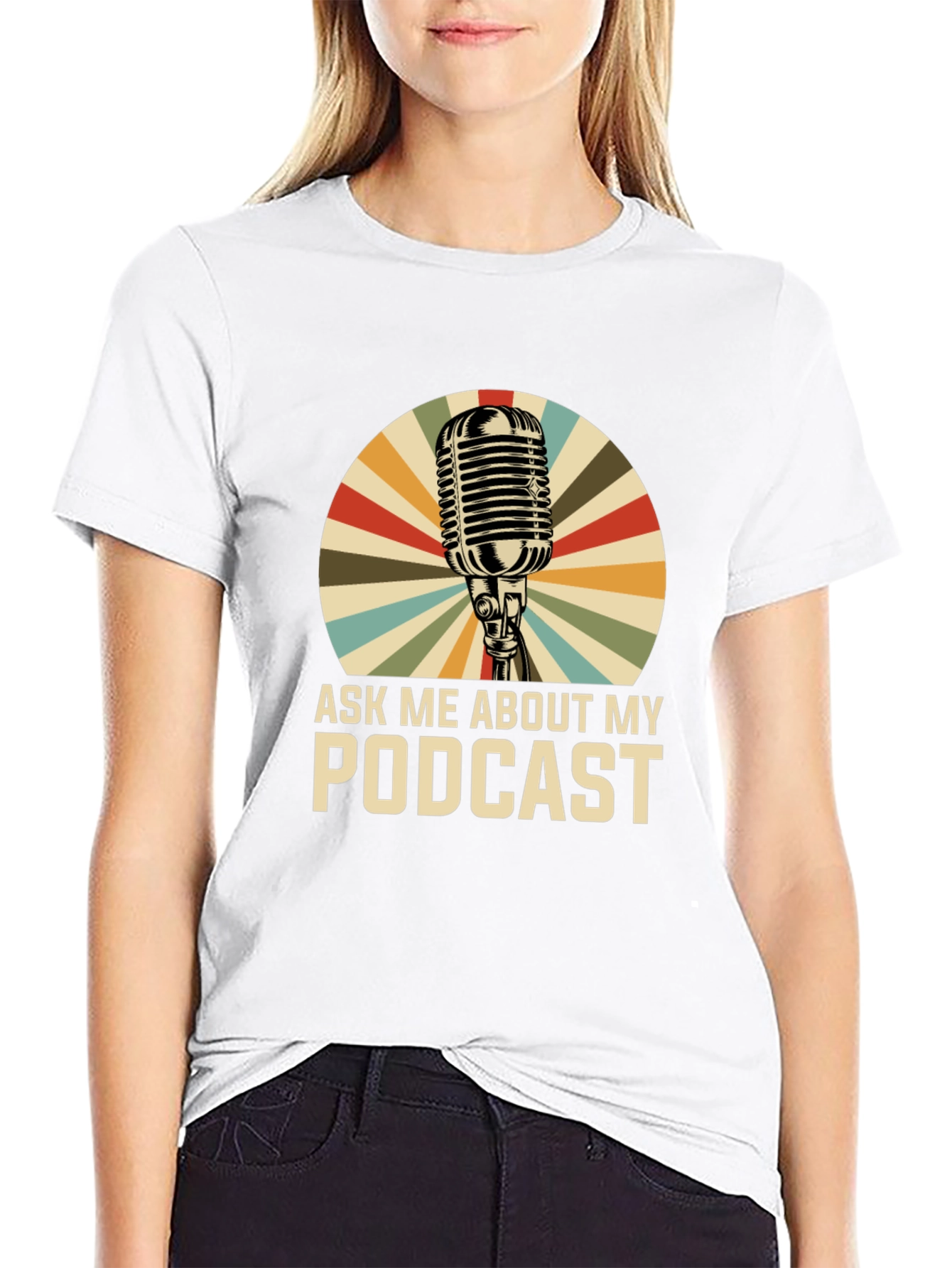 Black Ask Me About My Podcast Graphic Tee view 9