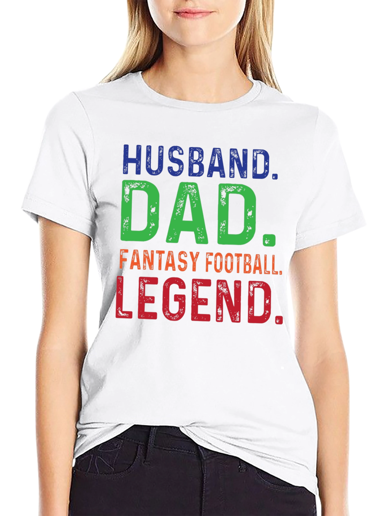 Black Husband Dad Fantasy Football Legend T-Shirt view 9