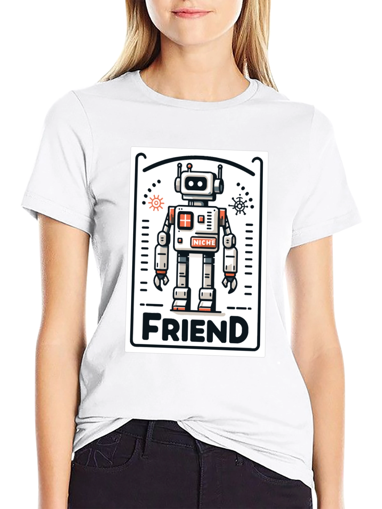 Black Robot Friend Graphic Tee - Black view 9