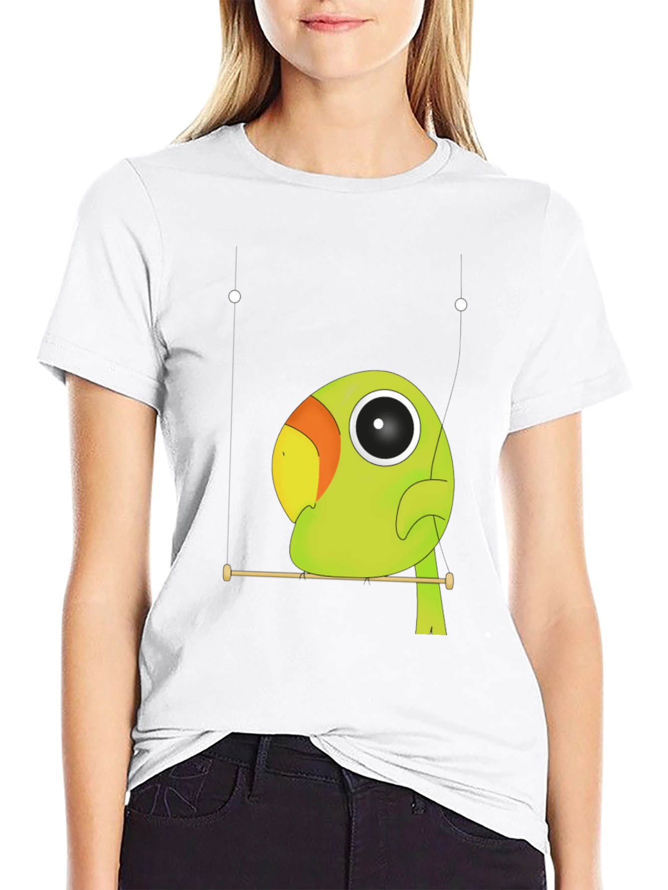 Black Parrot Perch Graphic Tee - Unique Bird Lover Shirt view 9