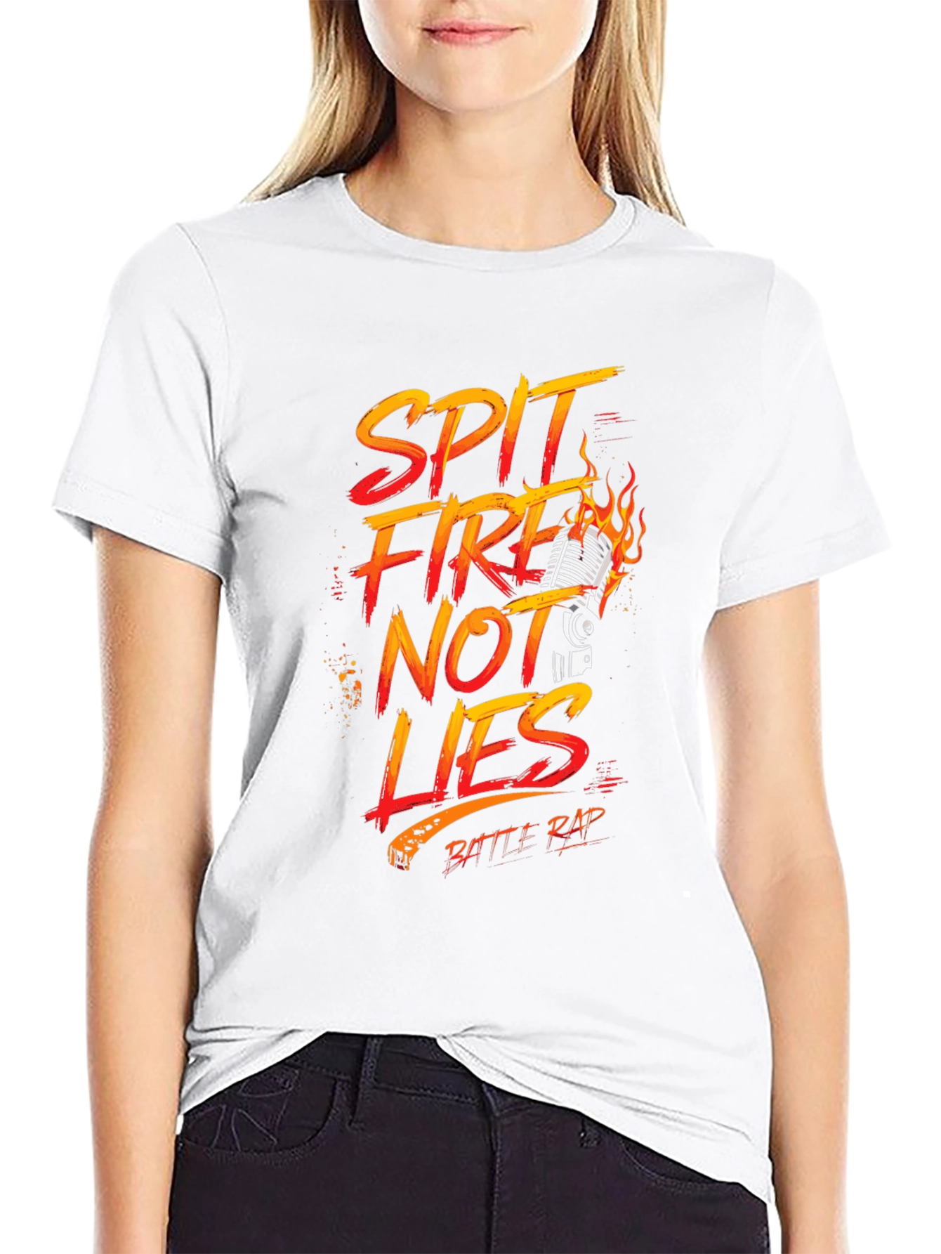 Black Spit Fire Not Lies Battle Rap T-Shirt view 9
