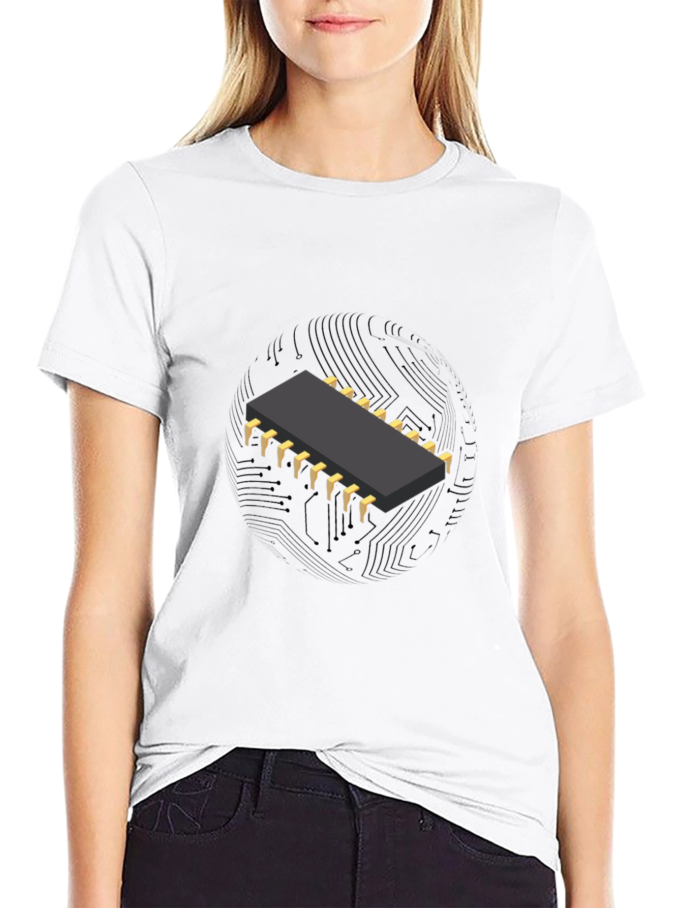 Black Circuit Chip Graphic T-Shirt - Cool Tech Tee view 9