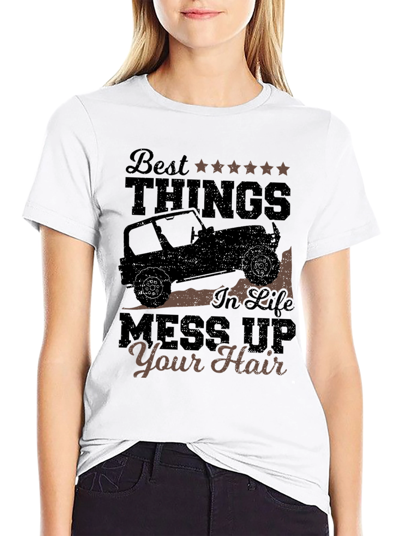 Black Best Things T-Shirt: Jeep Life, Mess Up Your Hair view 9