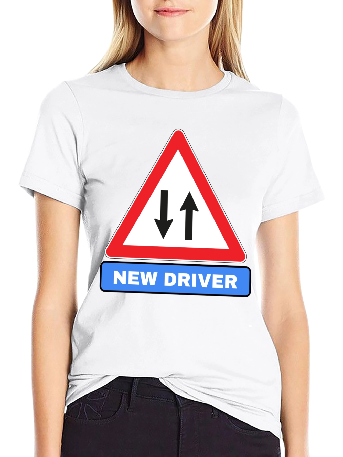 Black New Driver Road Sign Black T-Shirt view 9