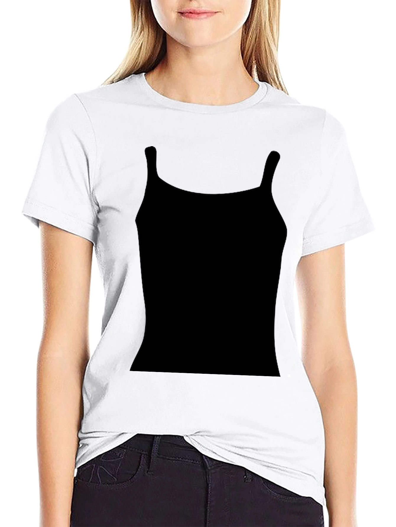 Black Black T-Shirt with Tank Top Design view 9