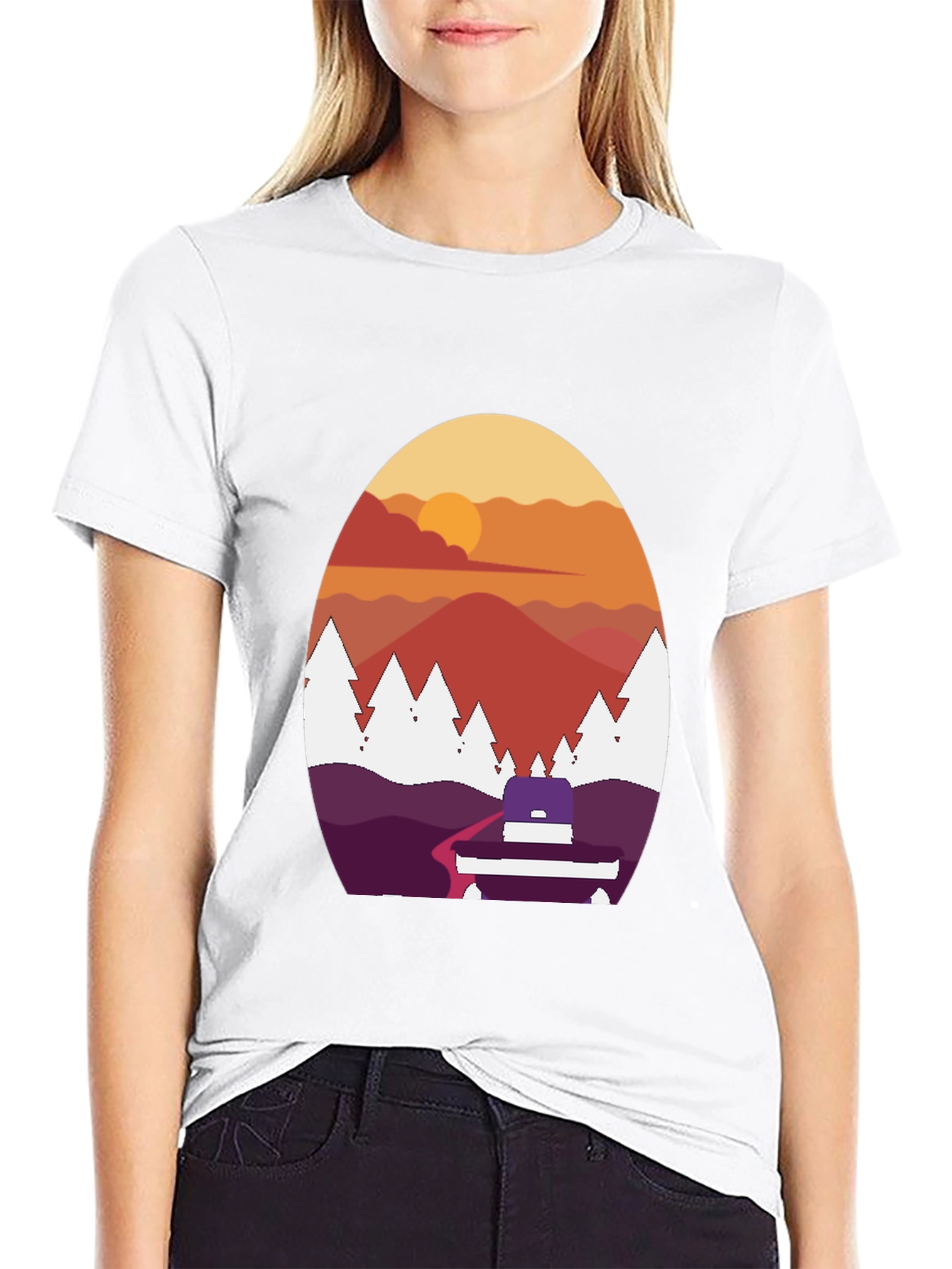 Black Sunset Mountain Graphic Tee - Black view 9