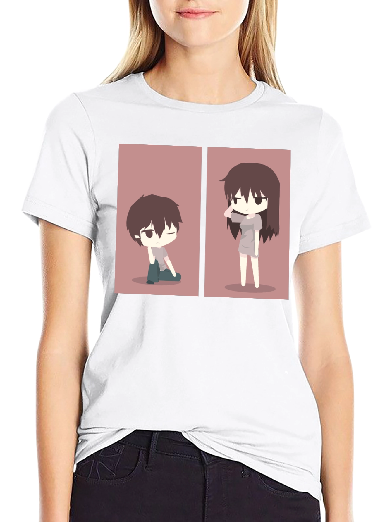 Black Anime Couple Matching T-Shirt - Black view 9