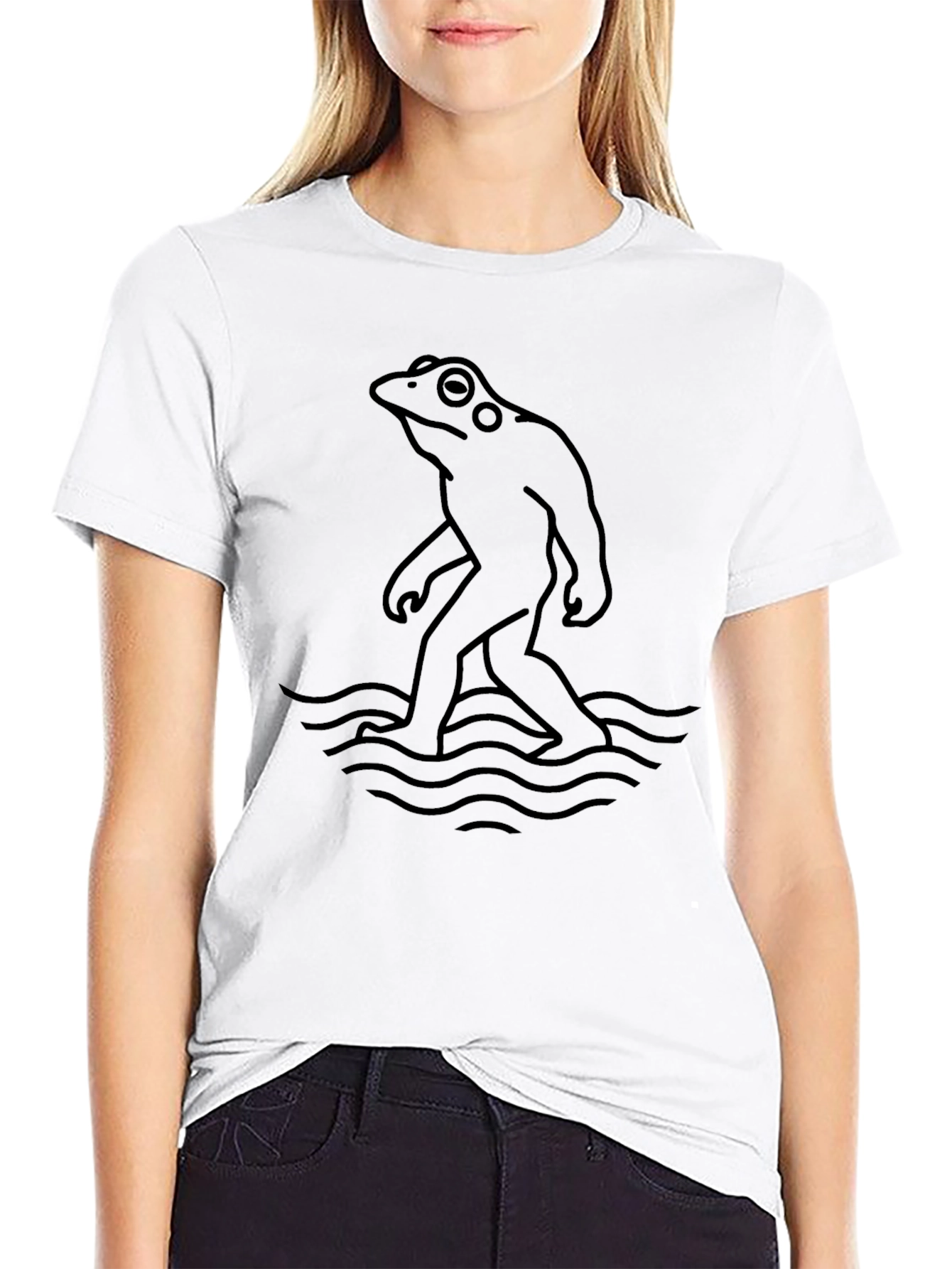 Black Frogfoot Black T-Shirt - Quirky Graphic Tee view 9