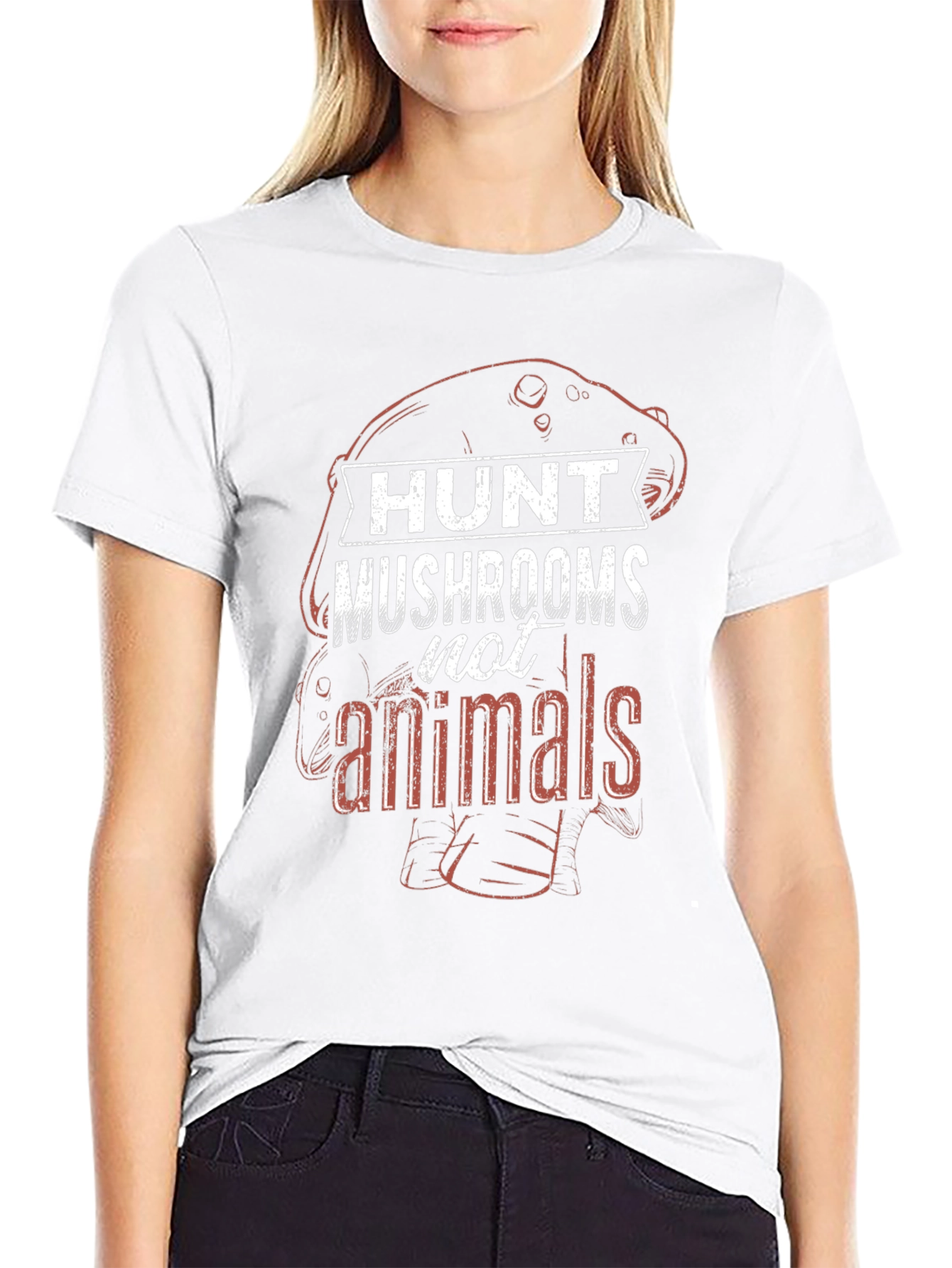 Black Hunt Mushrooms Not Animals Graphic Tee view 9