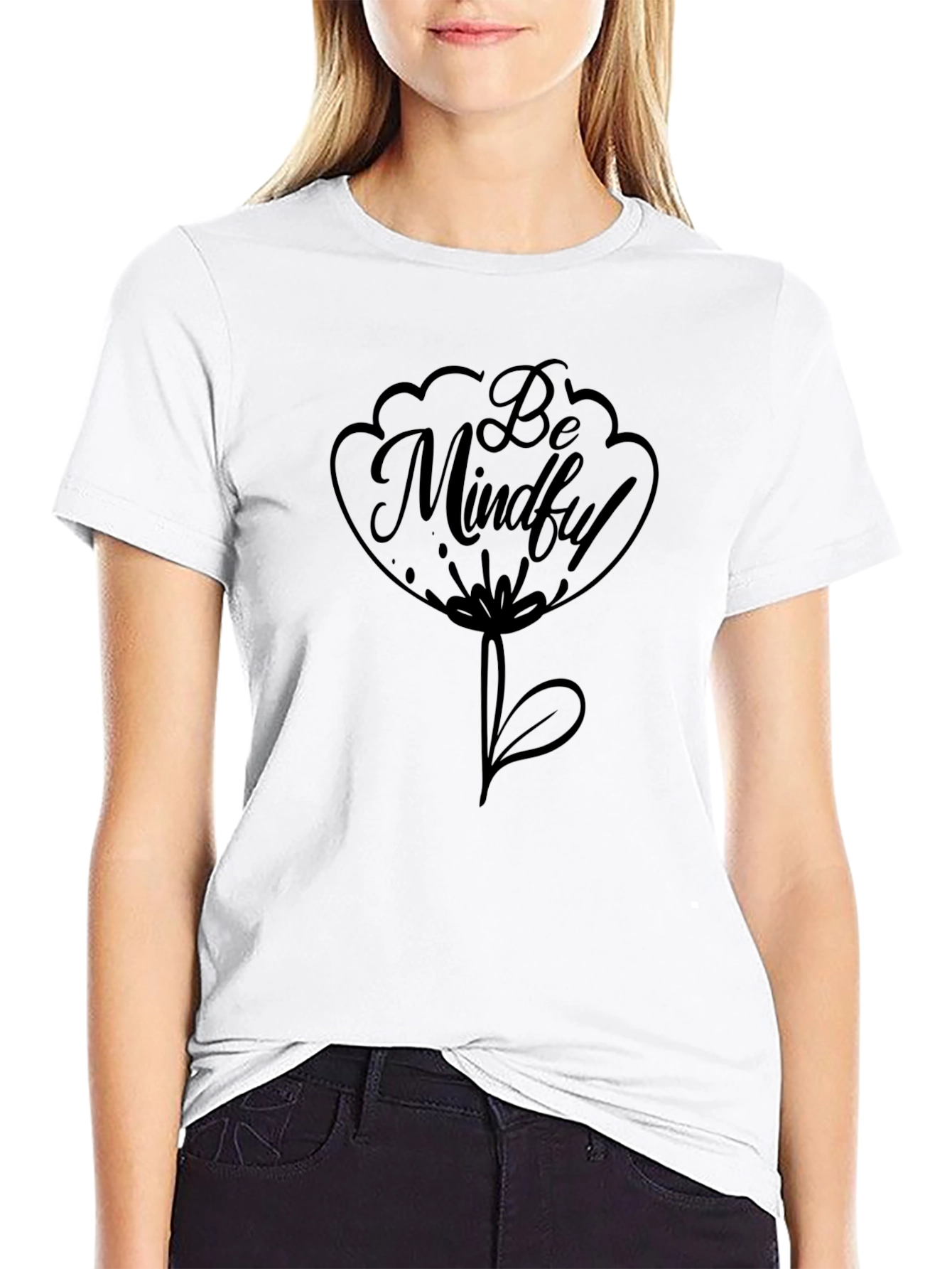 Black Be Mindful Black Graphic Tee view 9