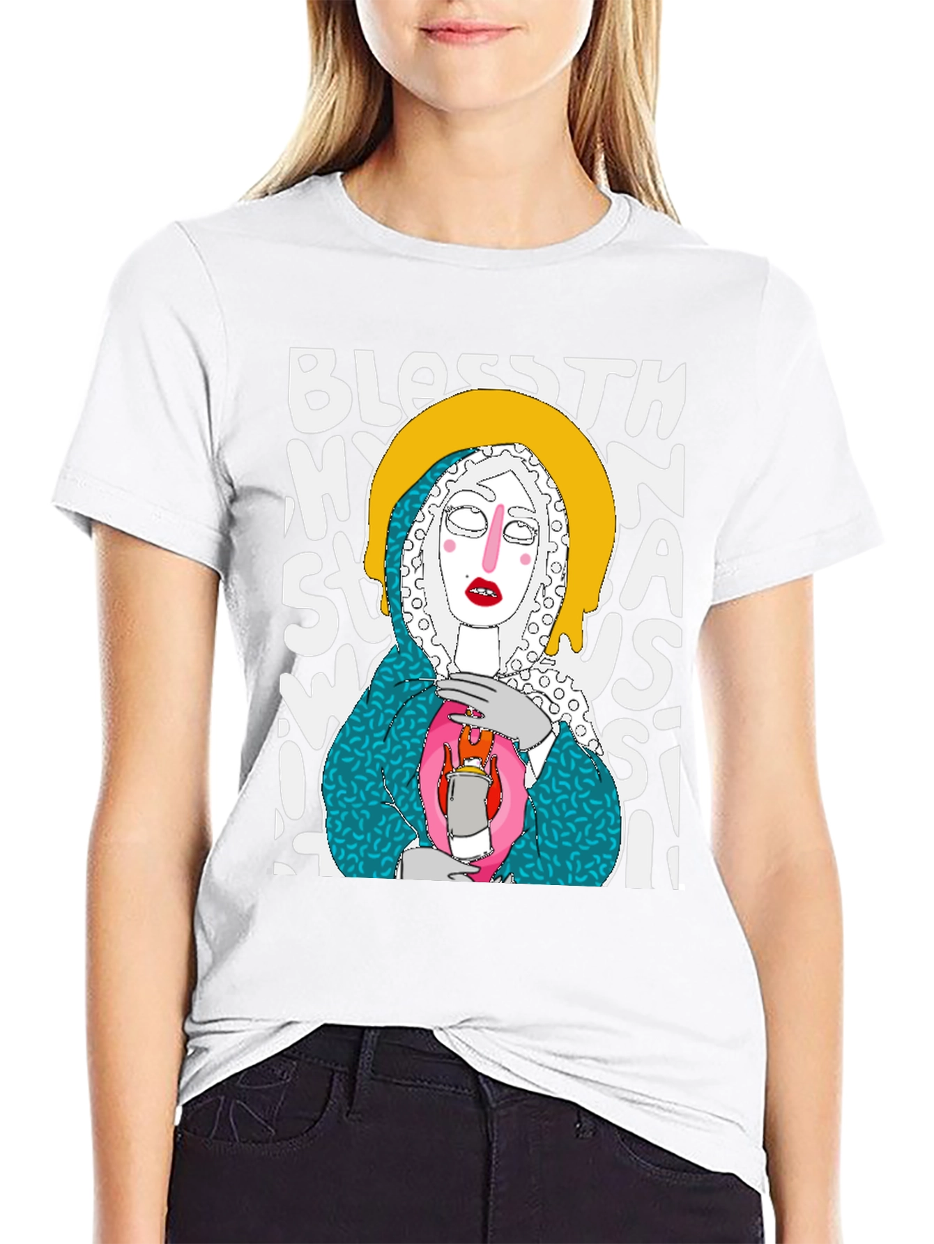 Black Artsy Graphic Tee - "Bless This Mess" view 9