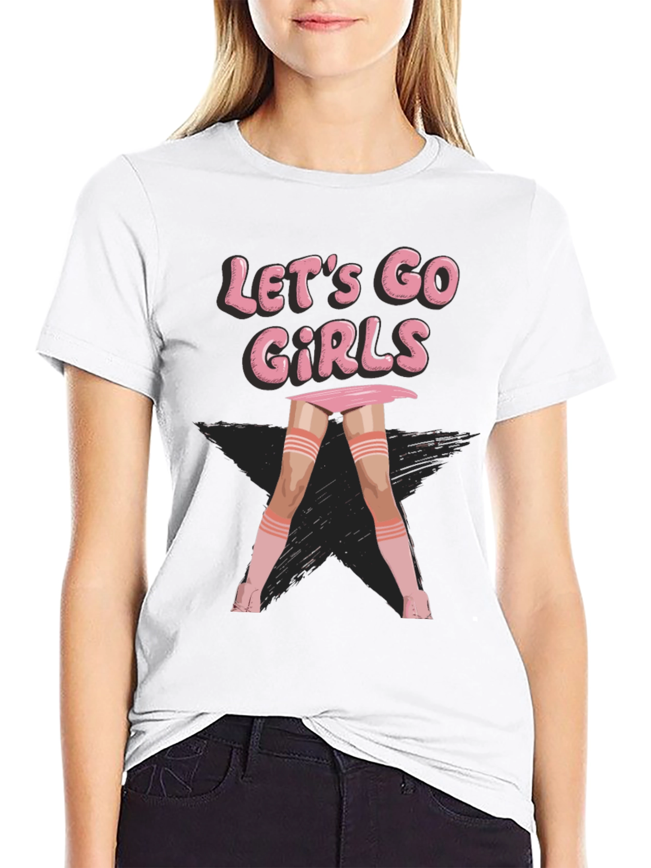 Black Let's Go Girls Black Graphic Tee view 9