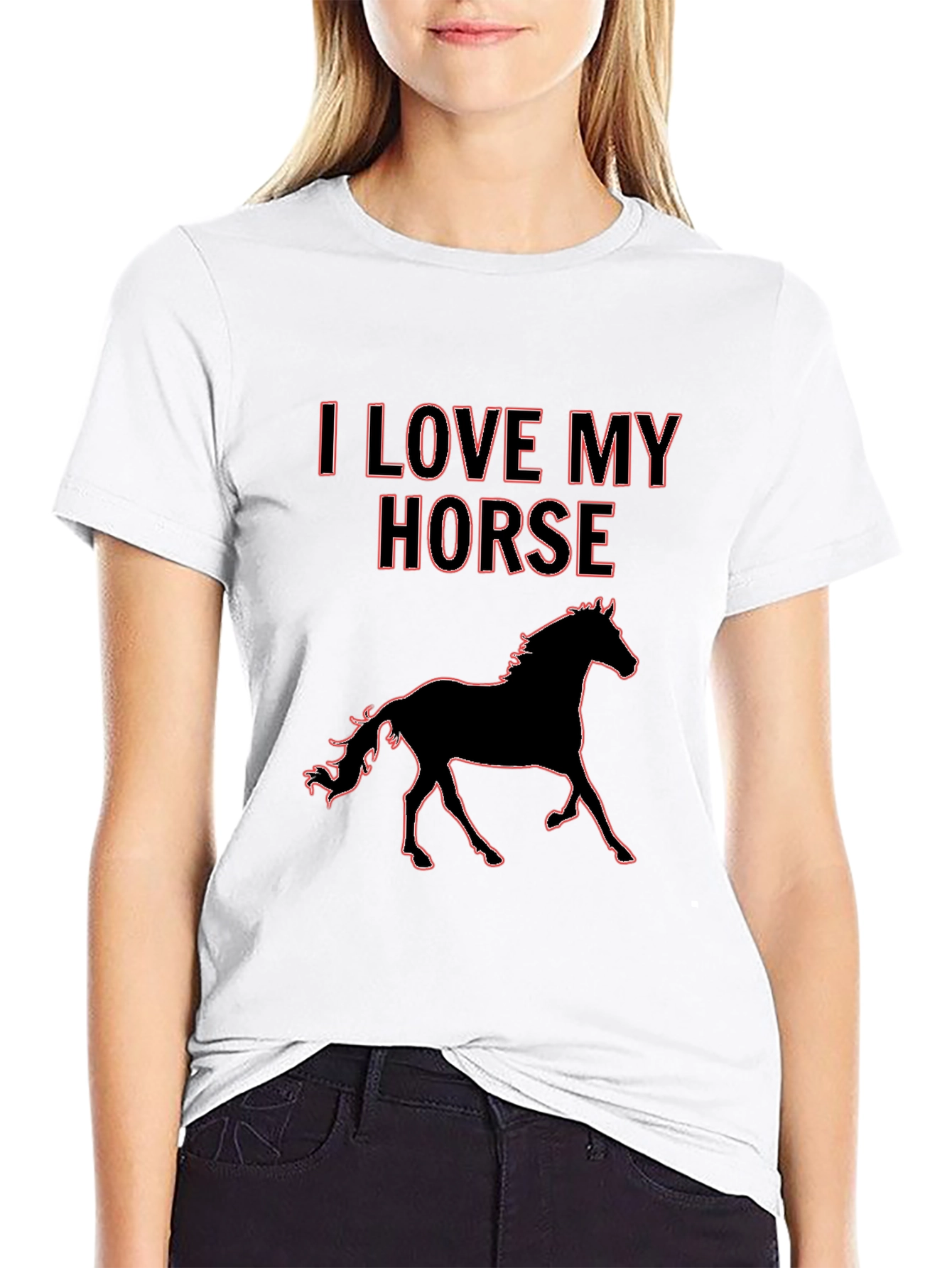 Black I Love My Horse T-Shirt - Black view 9