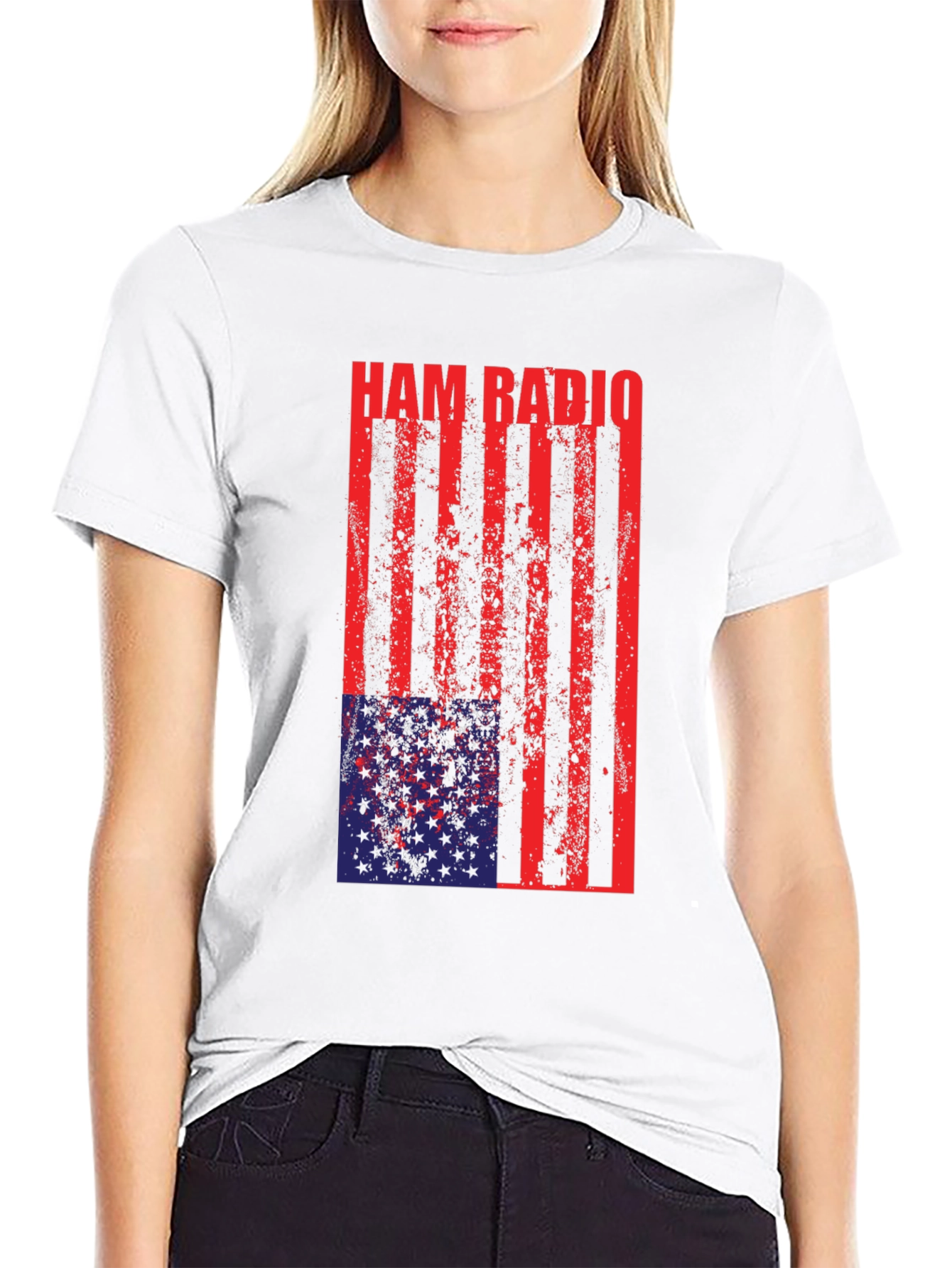 Black Ham Radio USA Flag T-Shirt view 9