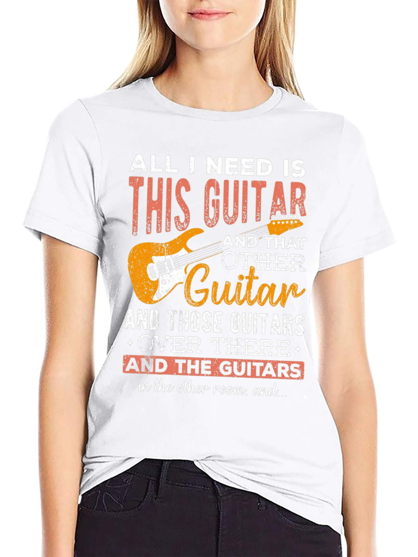 Black Guitar Lover T-Shirt - All I Need Is This Guitar view 9