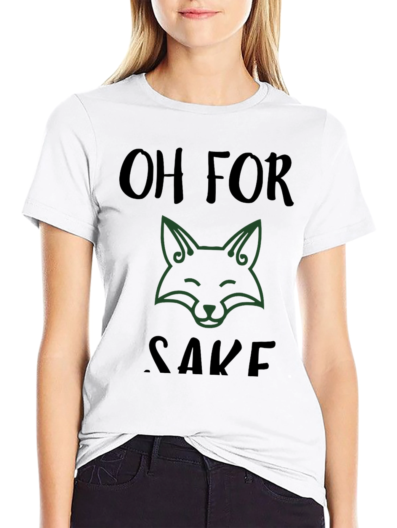 Black Oh For Fox Sake Graphic Tee - Humor T-Shirt view 9