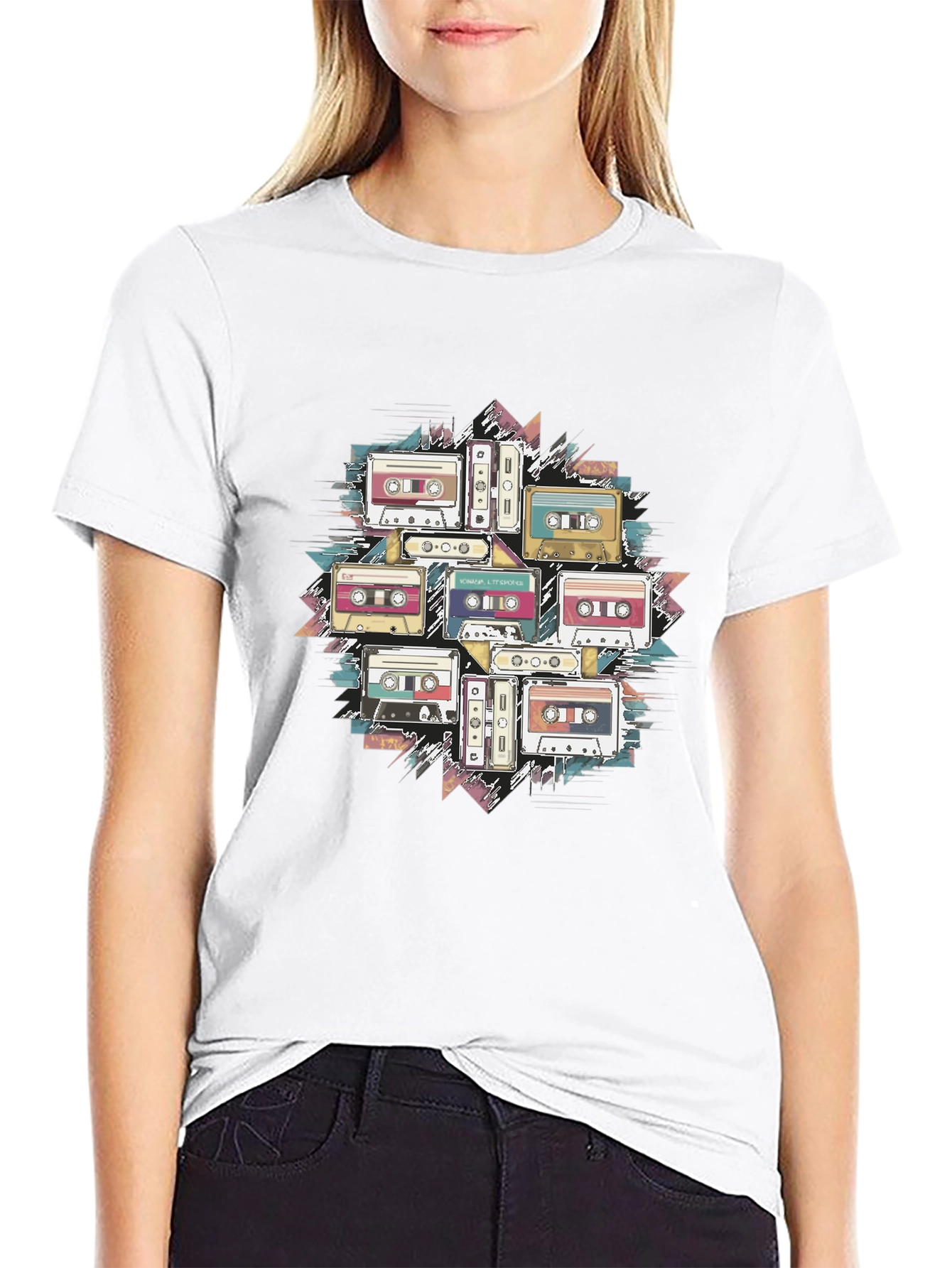 Black Retro Cassette Tape T-Shirt - Vintage Music Lover Tee view 9