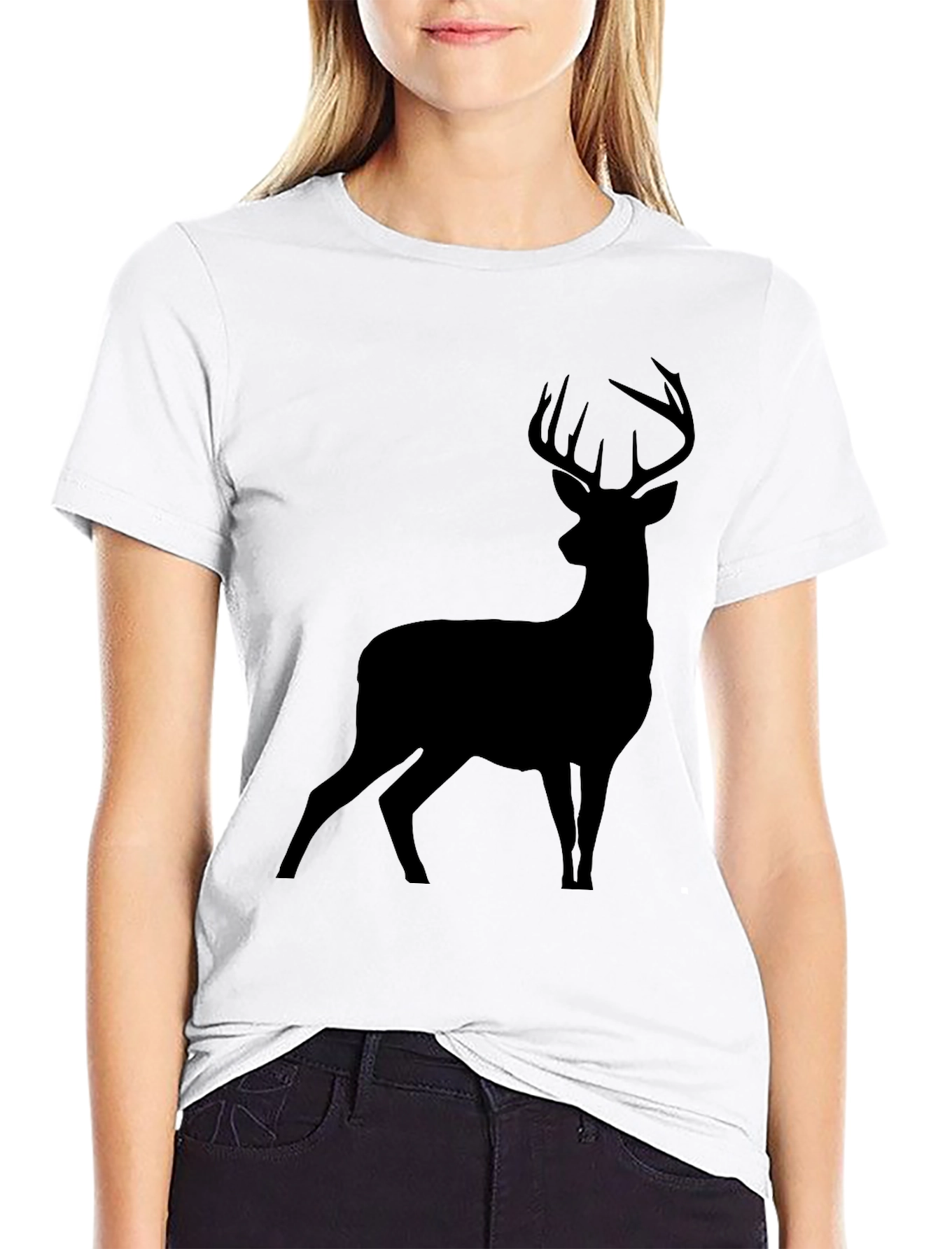 Black Black Deer Silhouette Graphic T-Shirt view 9