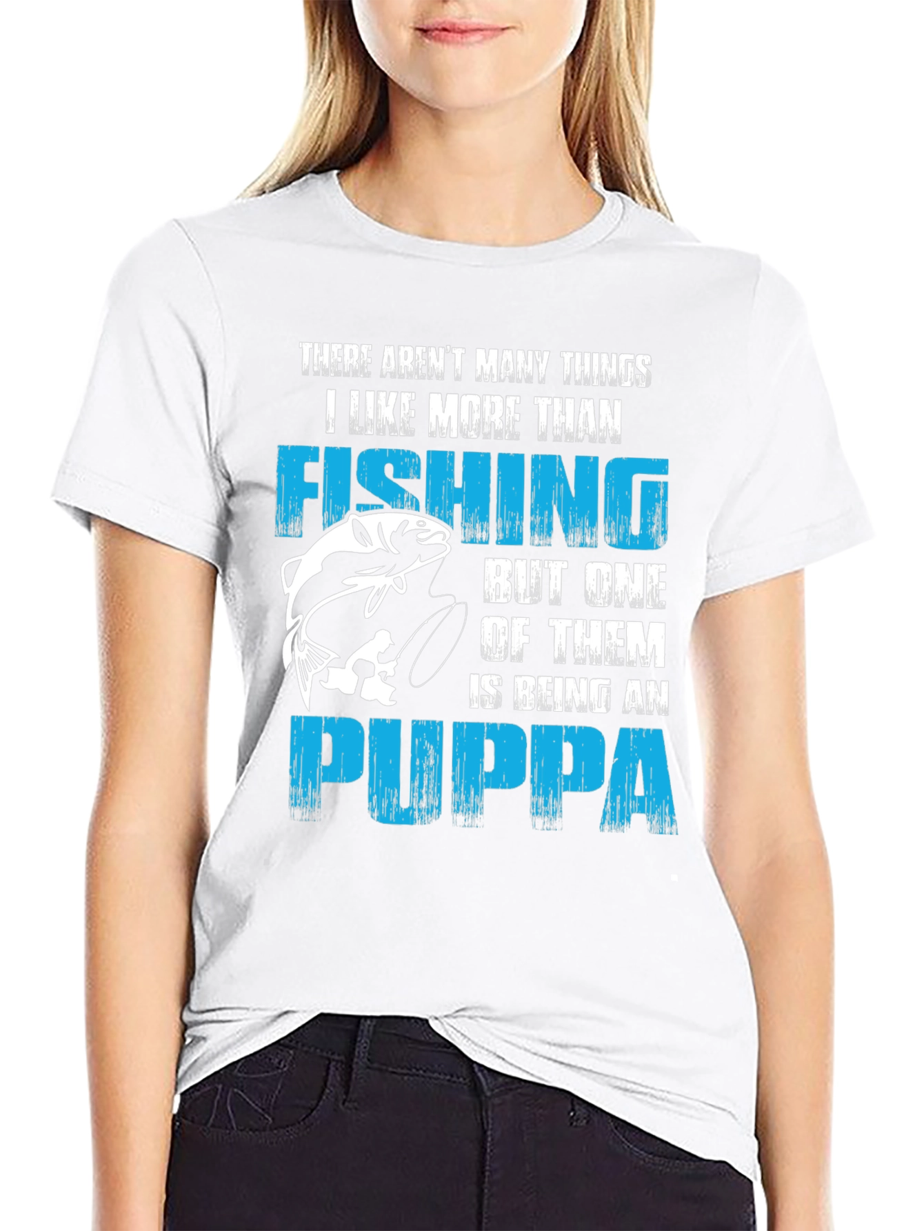 Black Fishing & Puppa T-Shirt - Gift for Fisherman Grandfather view 9
