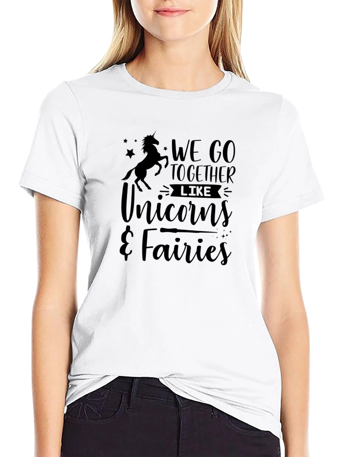 Black Unicorns & Fairies Graphic Tee - Black view 9
