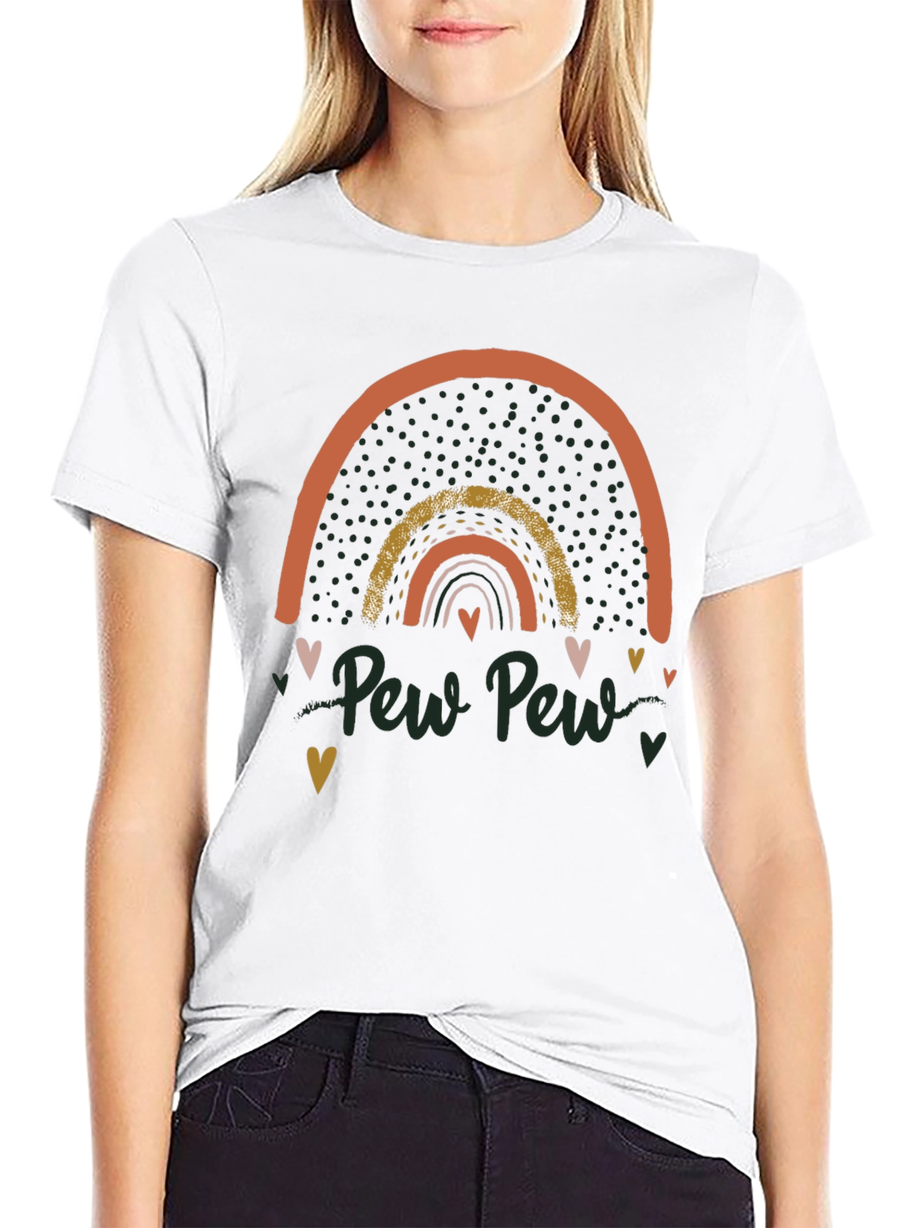 Black Pew Pew Rainbow Graphic Tee view 9