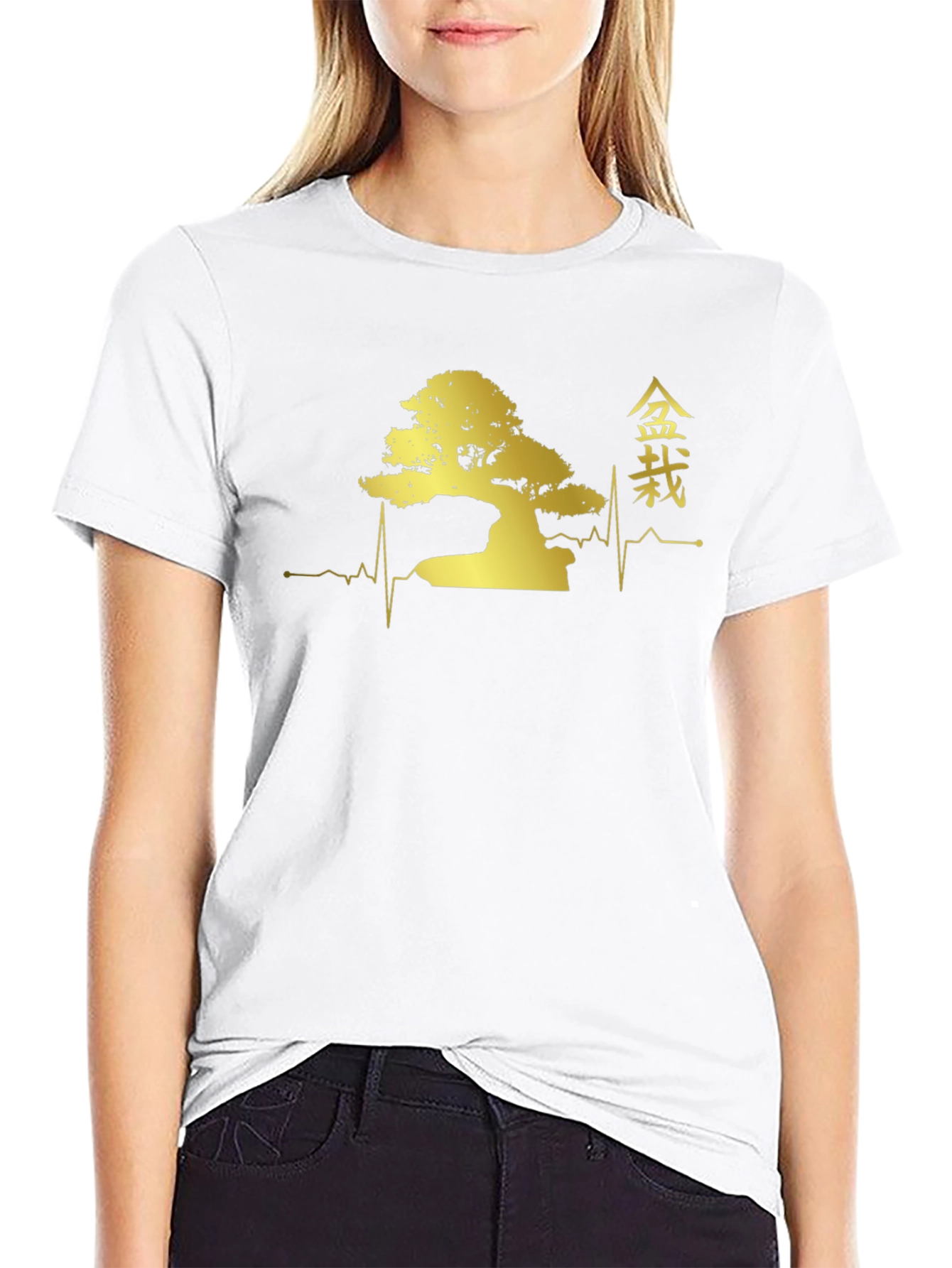 Black Bonsai Tree Heartbeat Graphic T-Shirt view 9